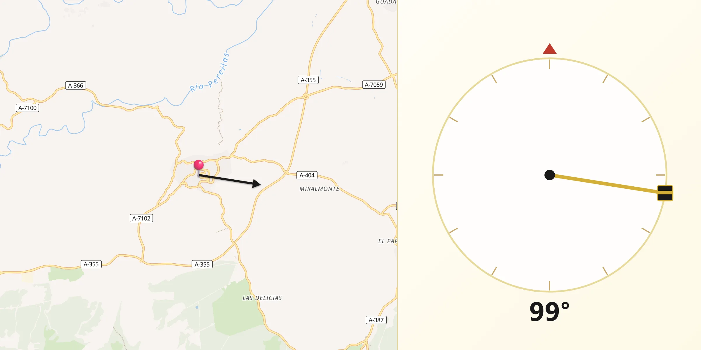 Dirección de la Qibla desde Coín