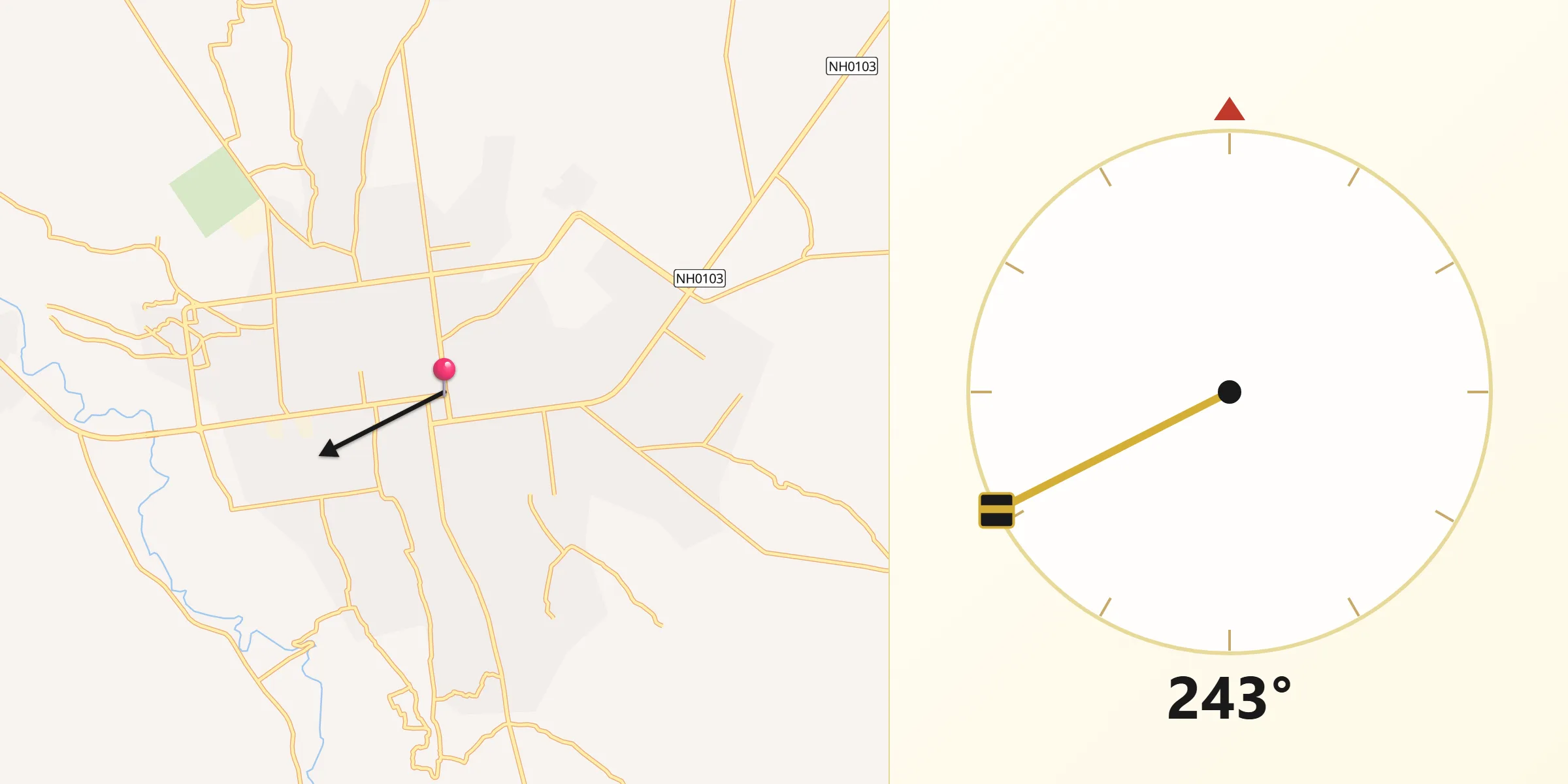 Direction vers la Qibla depuis Shibirghān