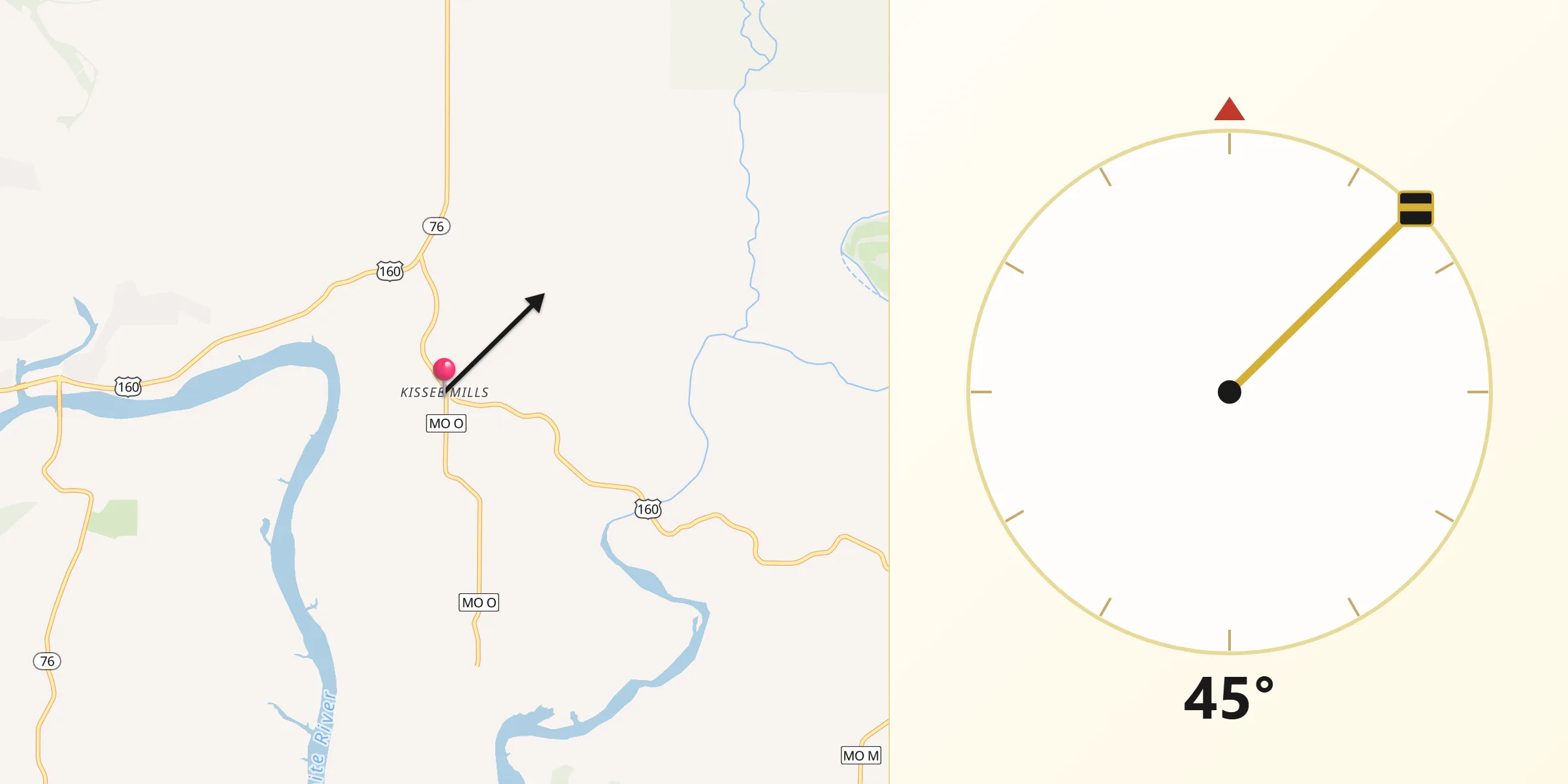 Qibla Direction from Kissee Mills