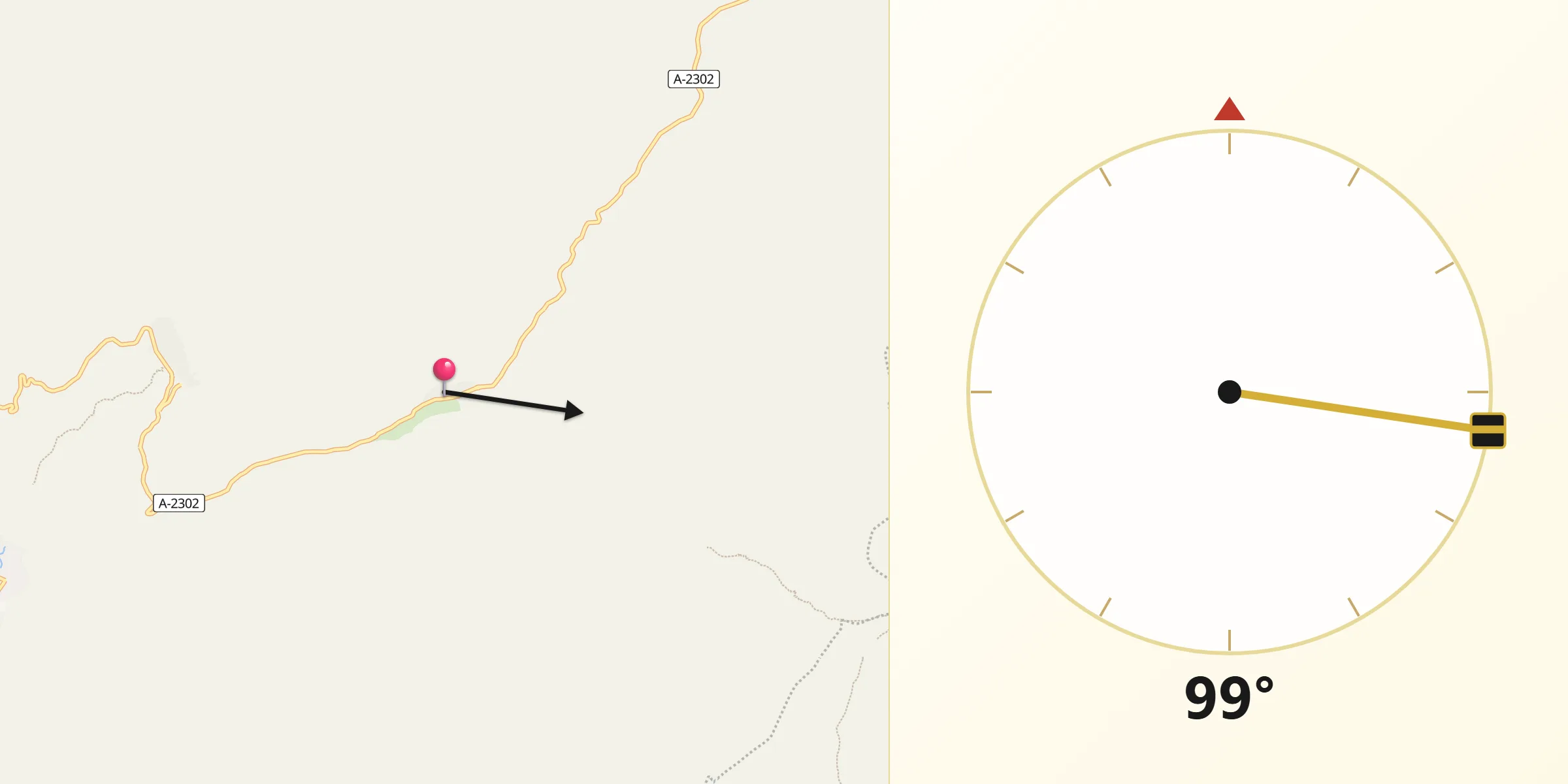 Dirección de la Qibla desde Villaluenga del Rosario
