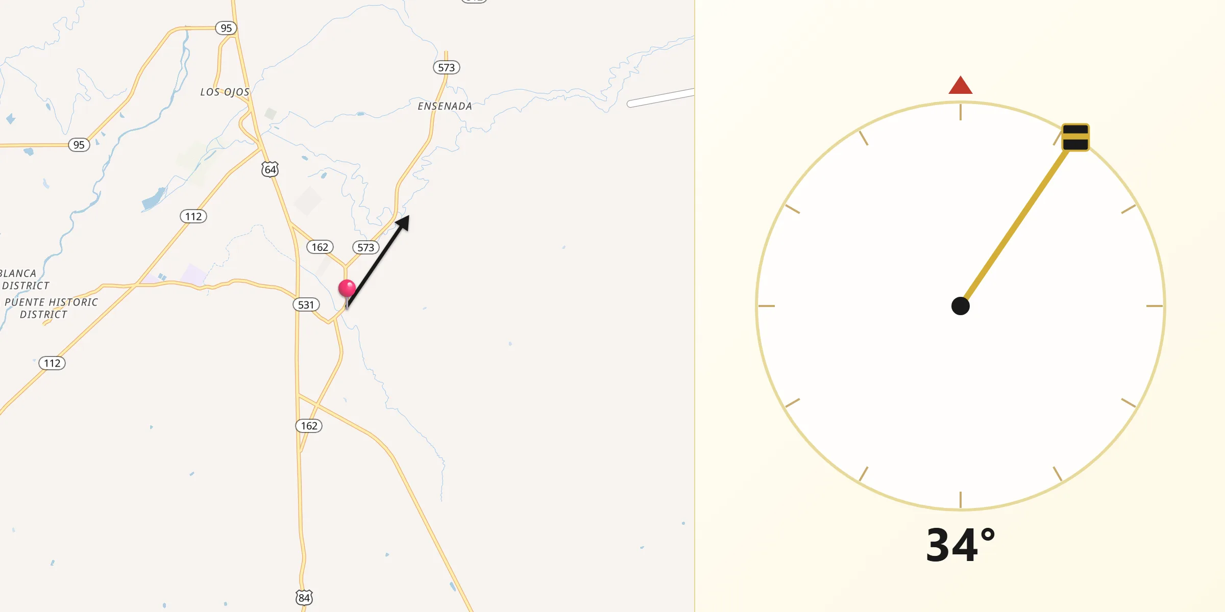 Qibla Direction from Tierra Amarilla