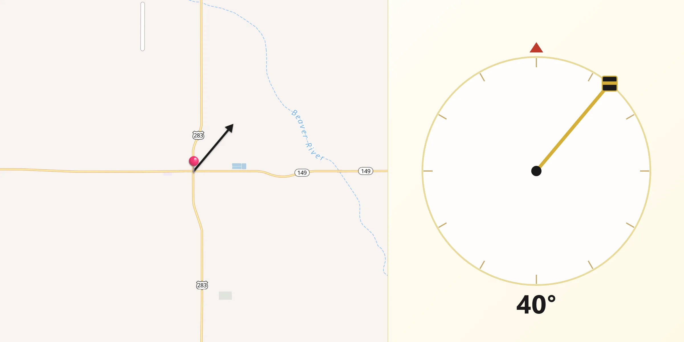 Qibla Direction from Laverne