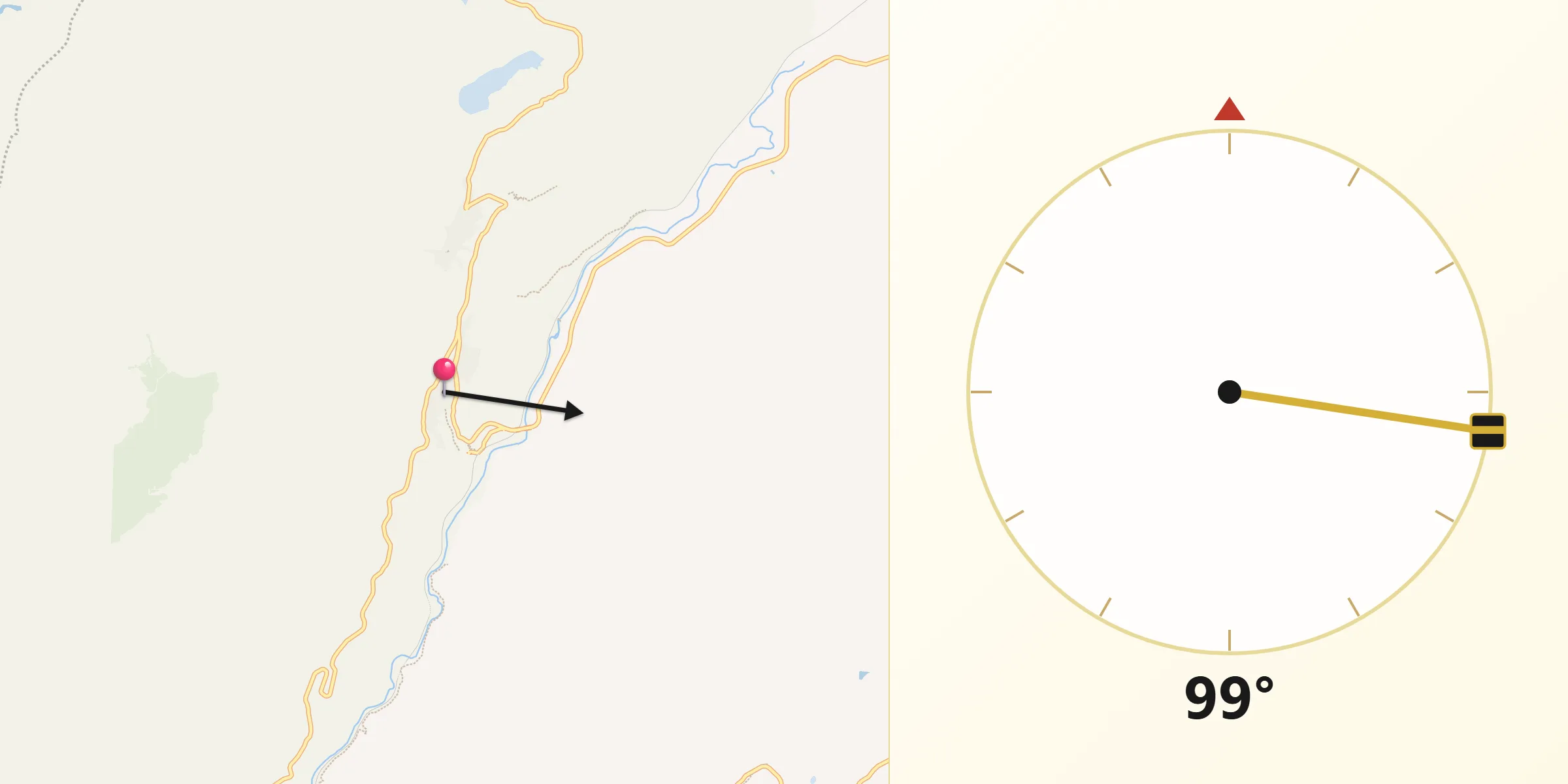 Dirección de la Qibla desde Benaoján
