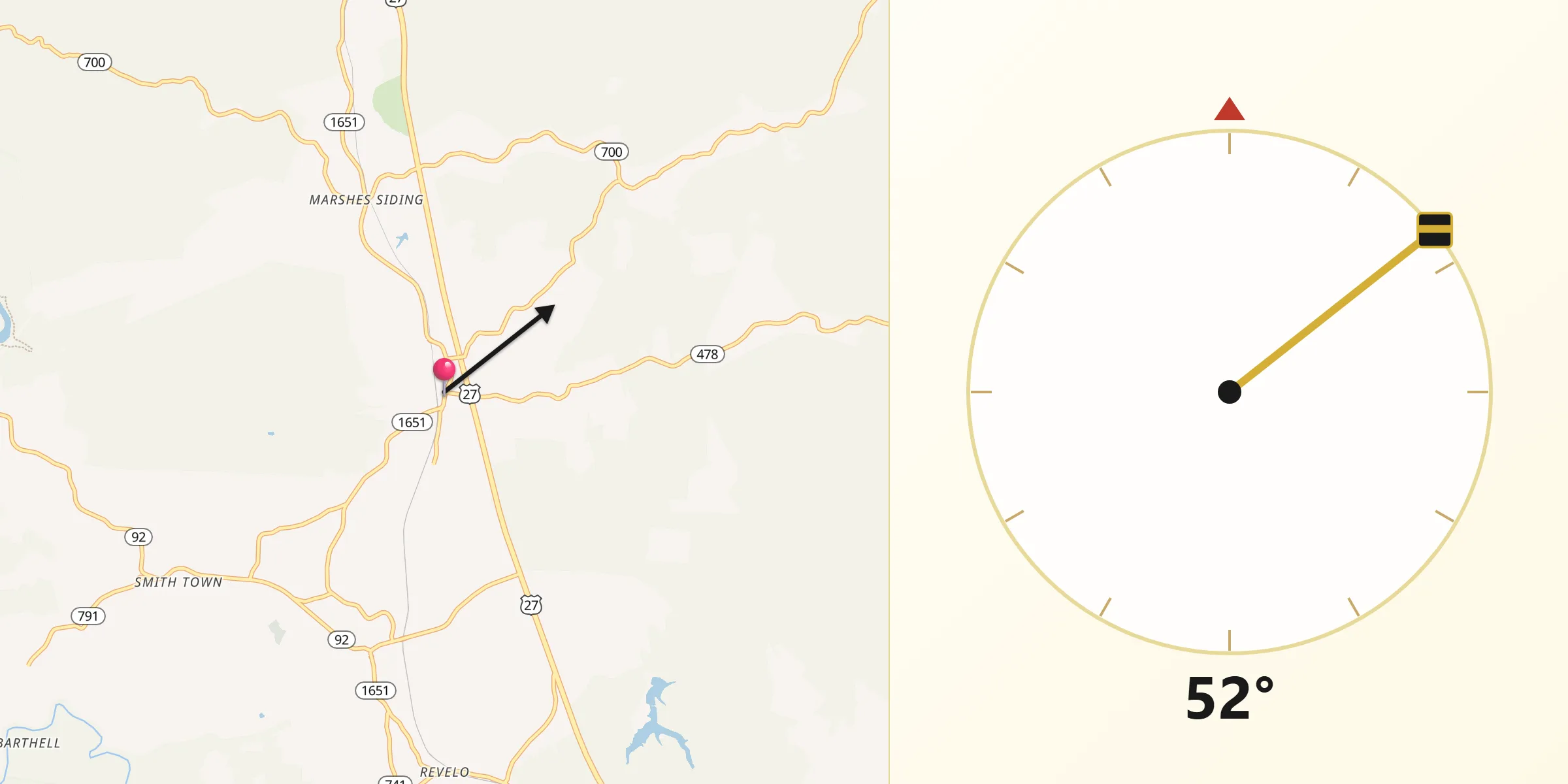 Qibla Direction from Whitley City