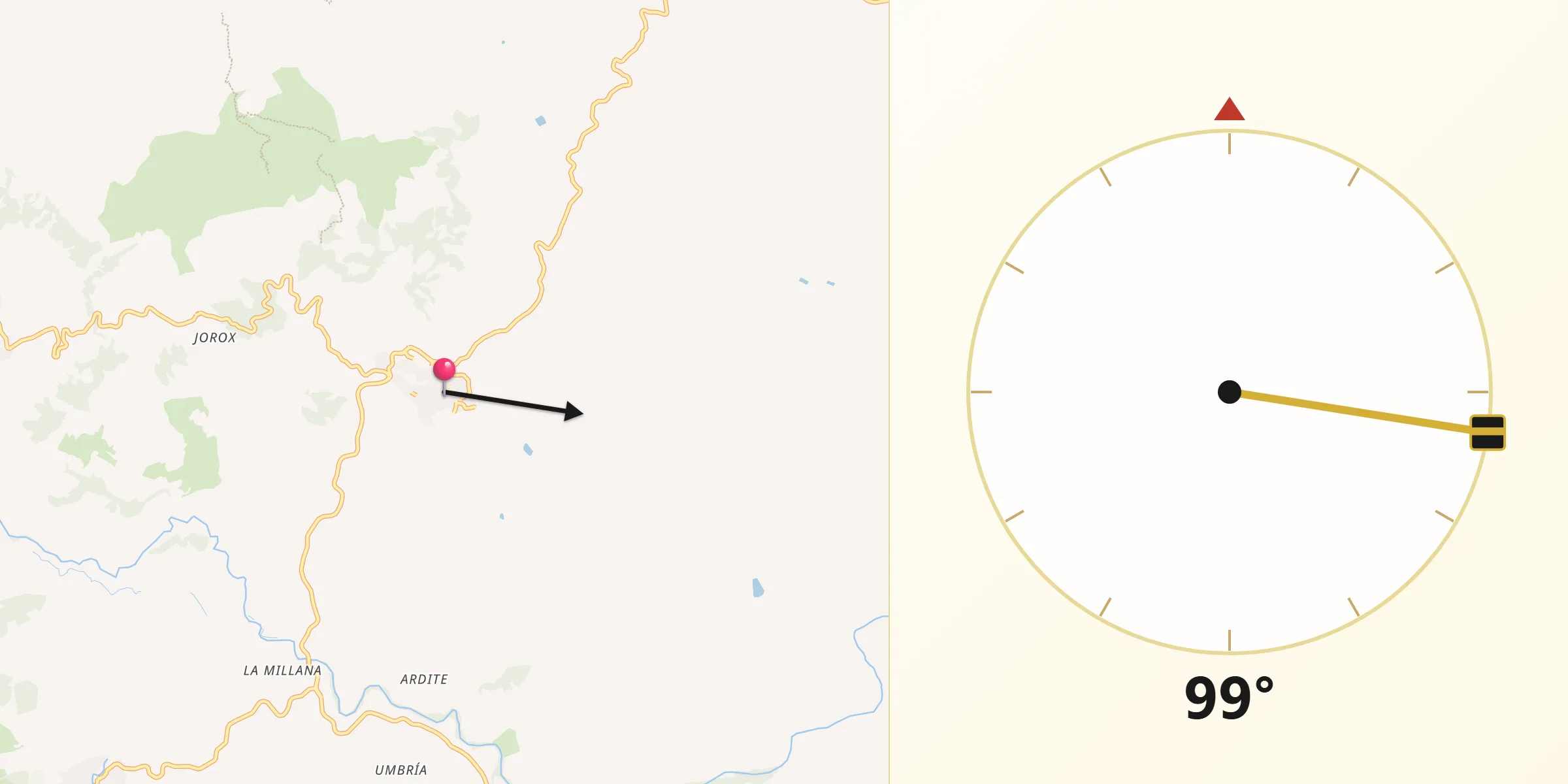 Dirección de la Qibla desde Alozaina