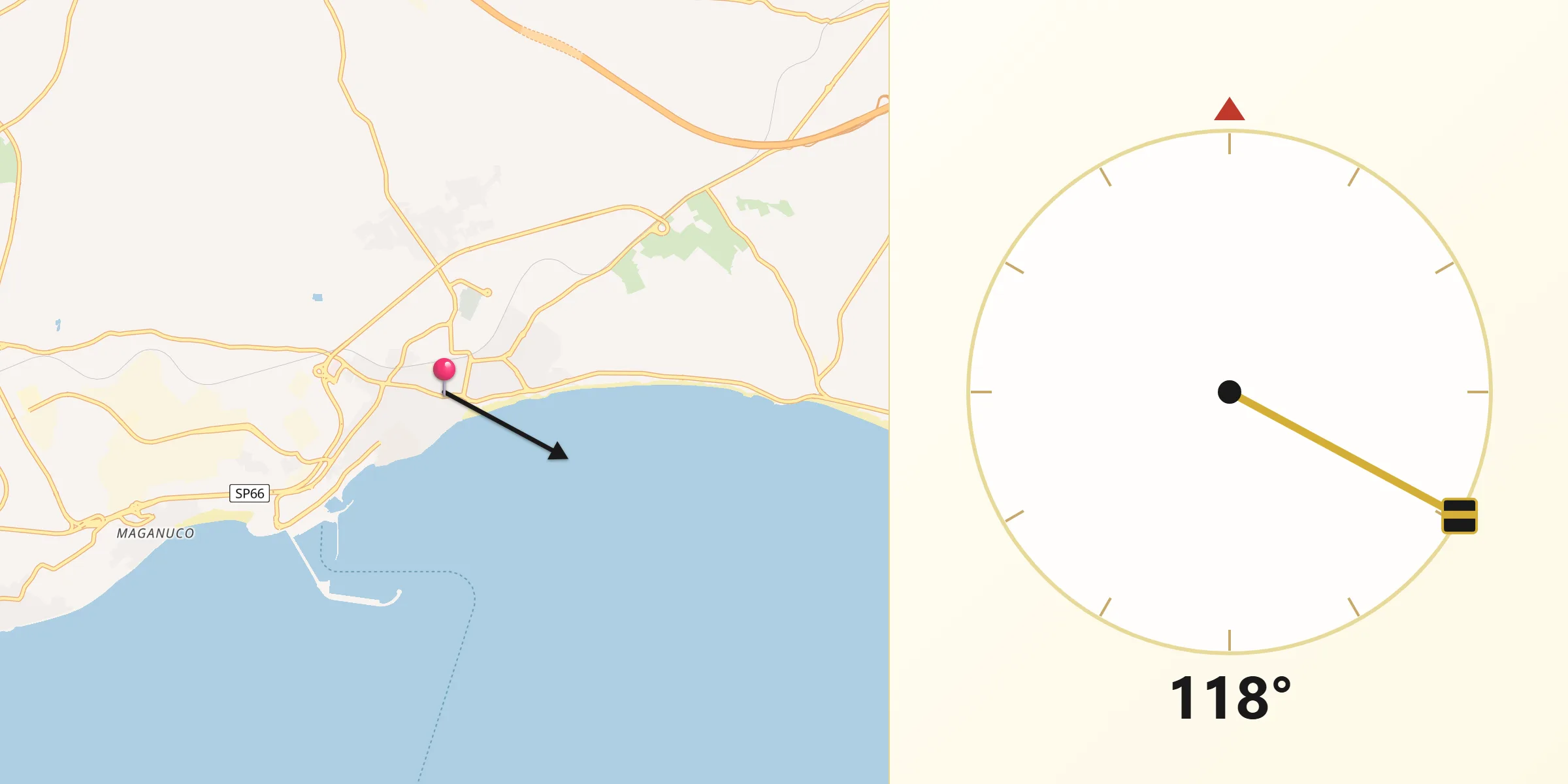 Direzione della Qibla da Pozzallo