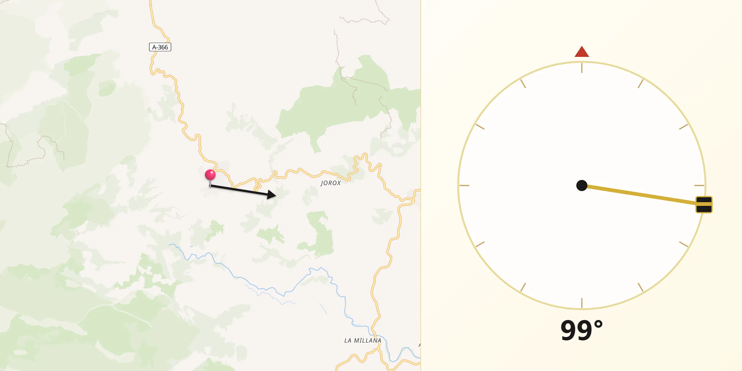 Dirección de la Qibla desde Yunquera