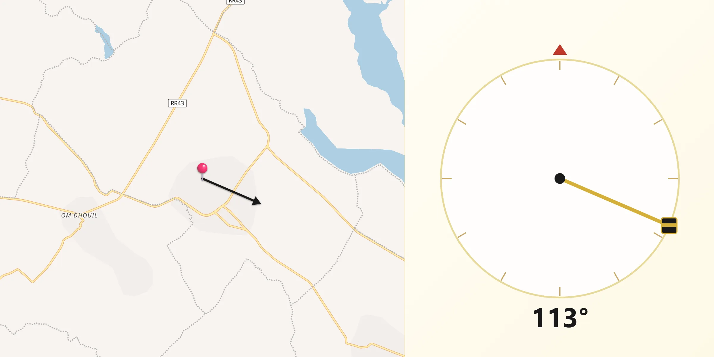 اتجاه القبلة من الميدة