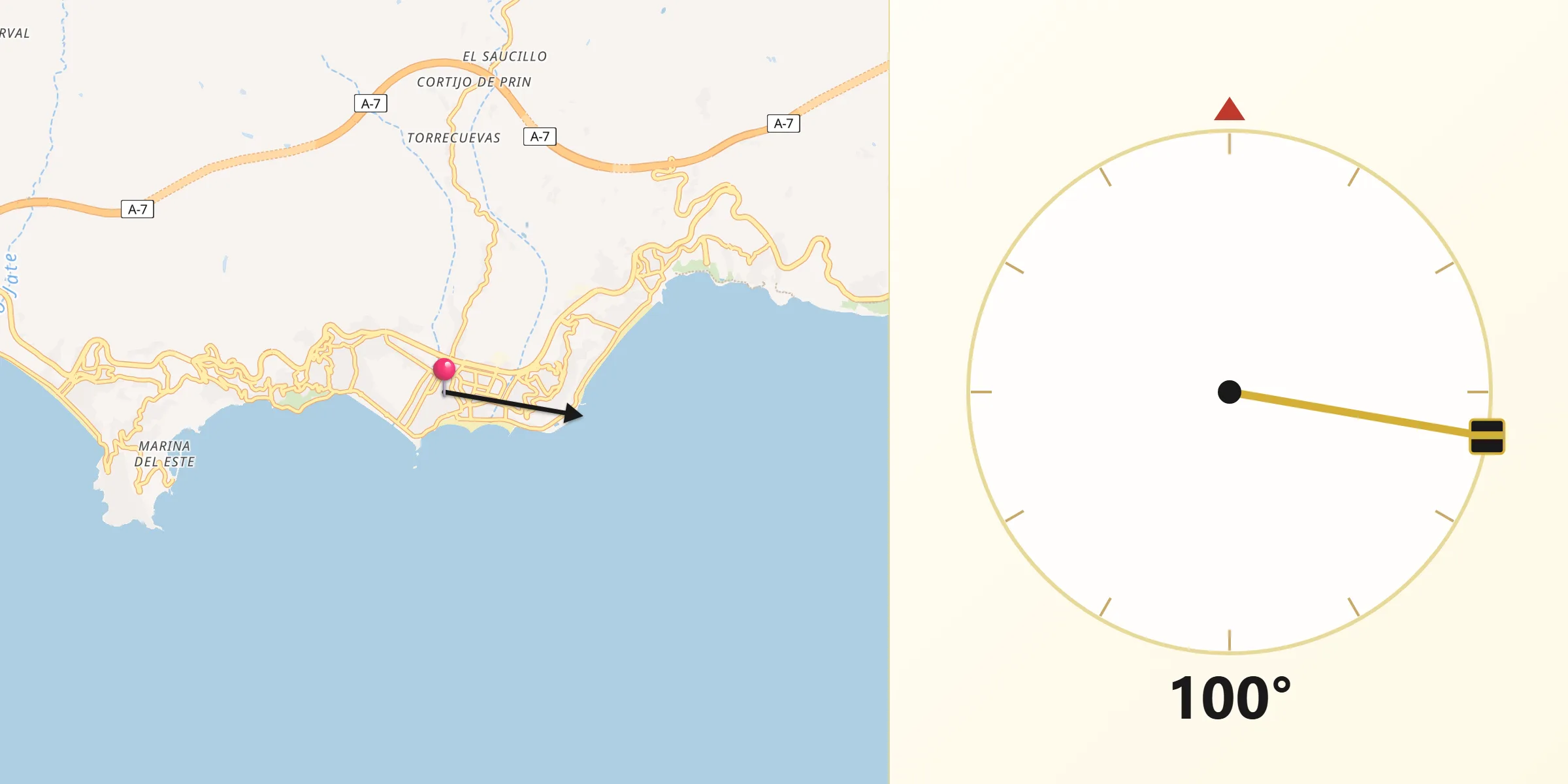 Dirección de la Qibla desde Almuñécar