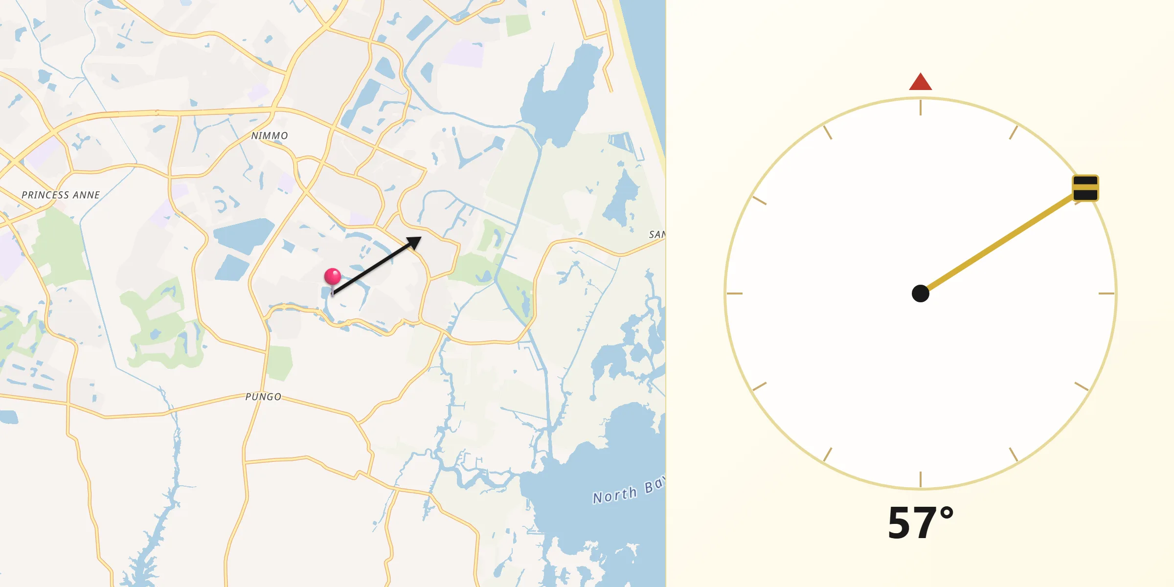 Qibla Direction from City of Virginia Beach