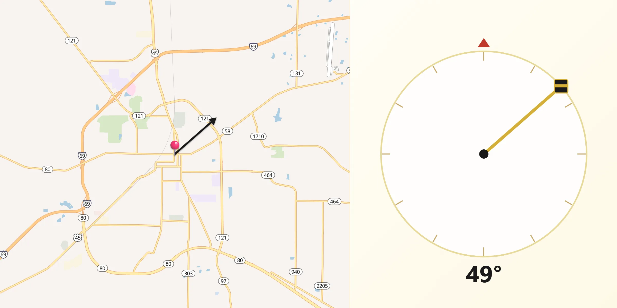 Qibla Direction from Mayfield