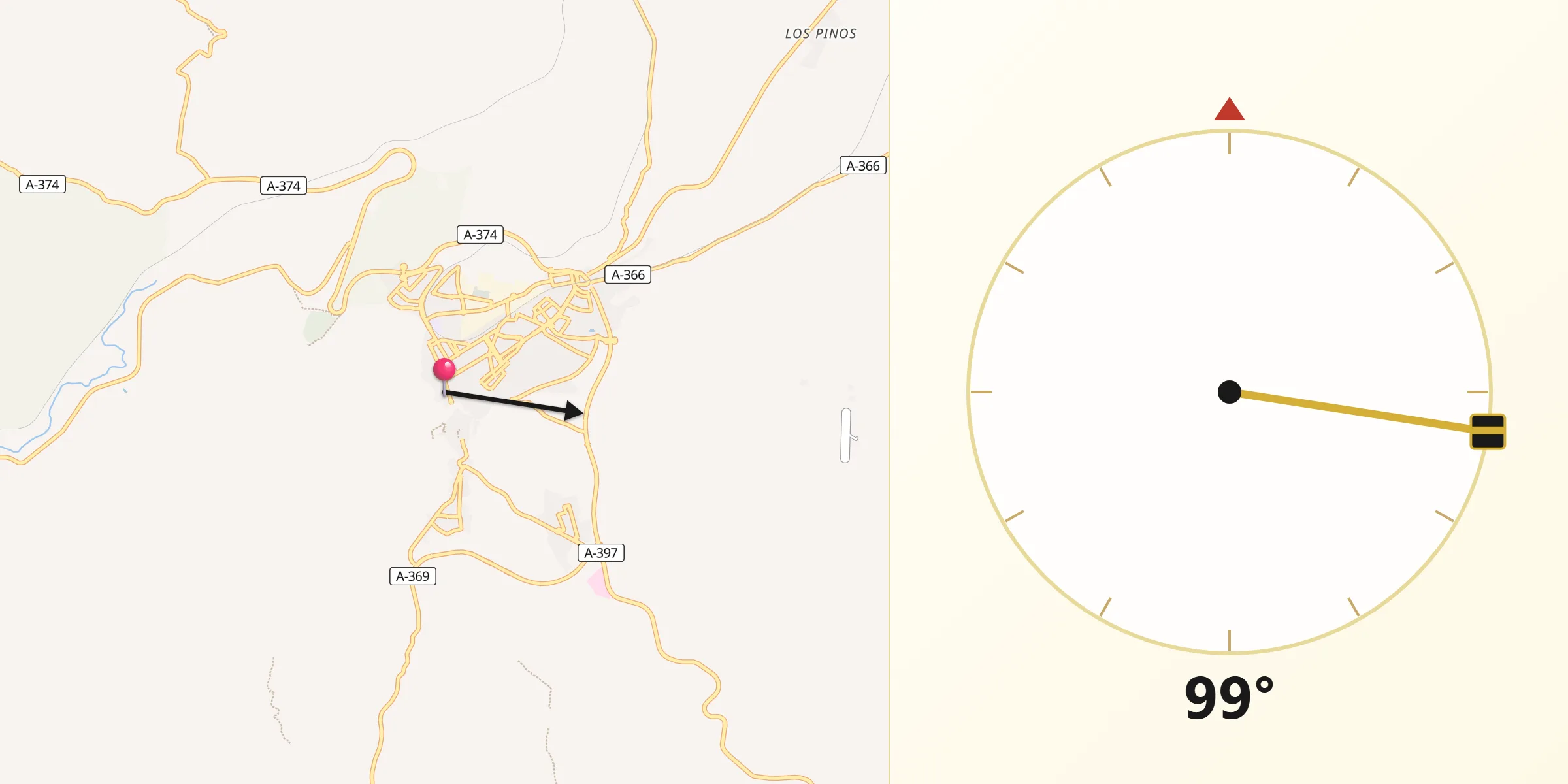 Dirección de la Qibla desde Ronda
