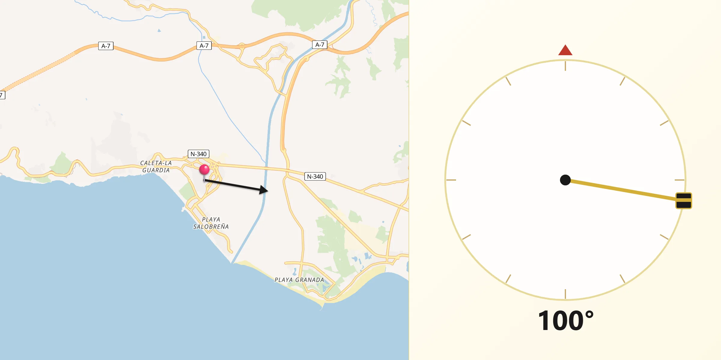 Dirección de la Qibla desde Salobreña