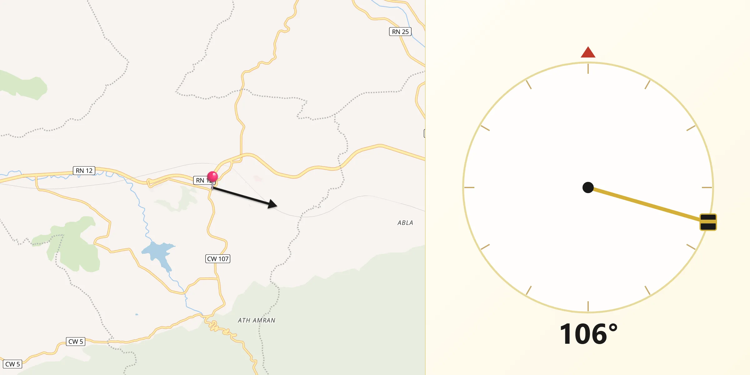 Direction vers la Qibla depuis Naciria
