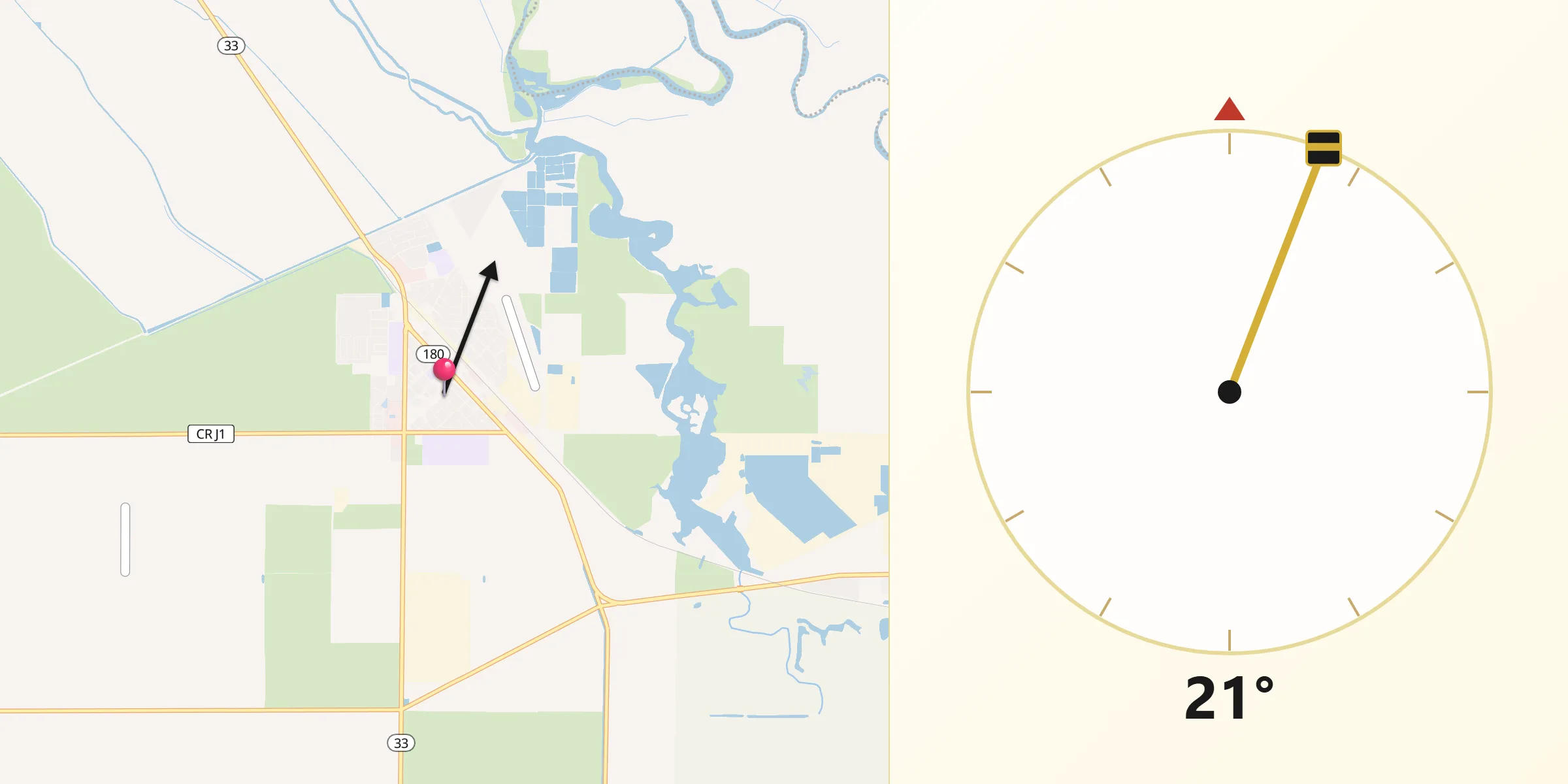 Qibla Direction from Mendota