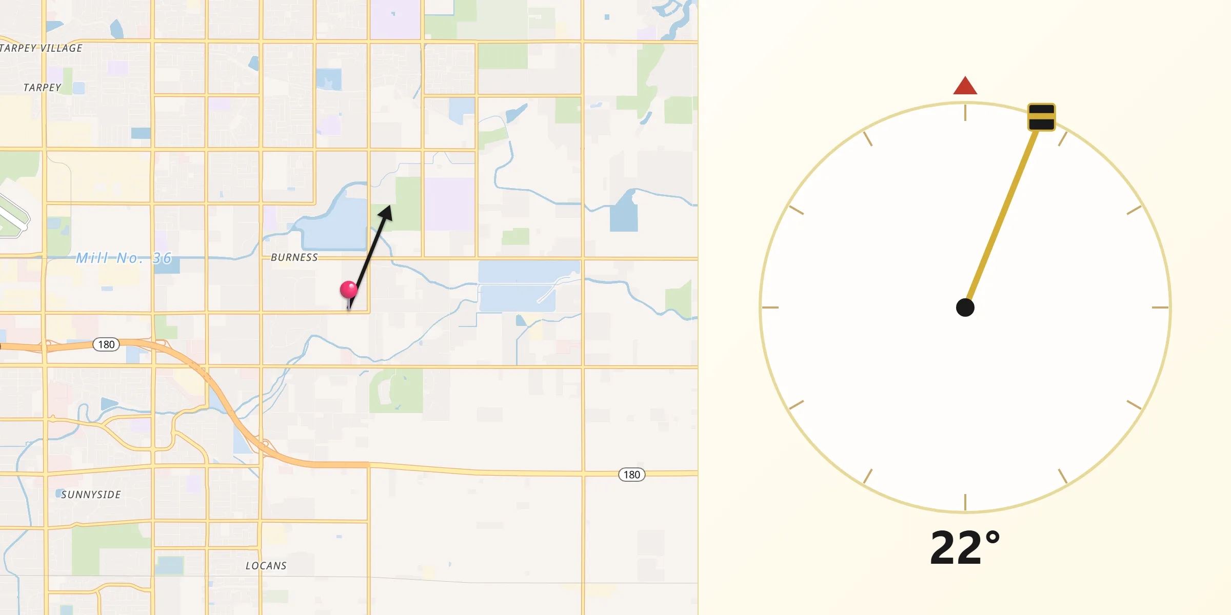 Qibla Direction from Fresno County