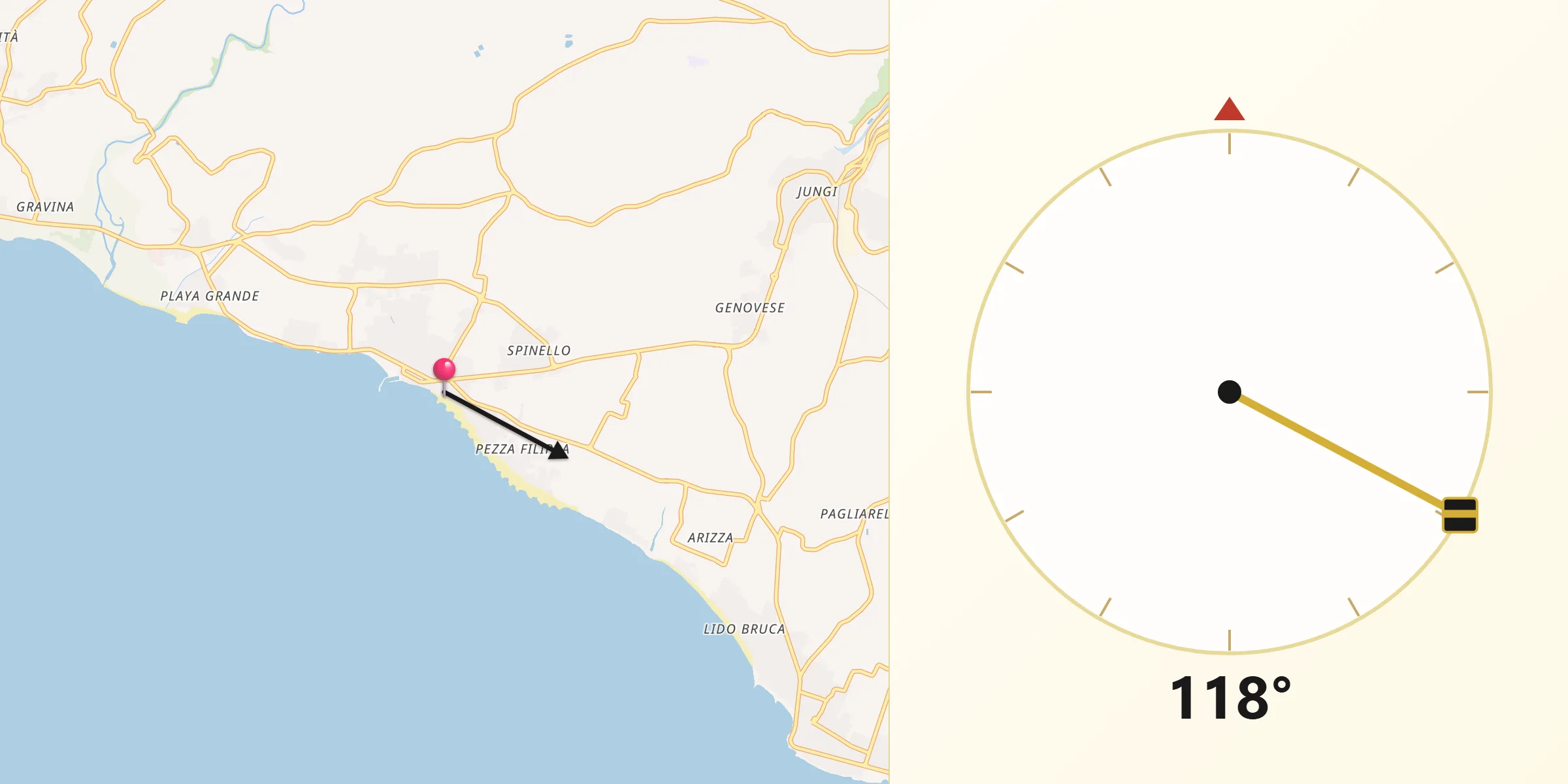 Direzione della Qibla da Donnalucata