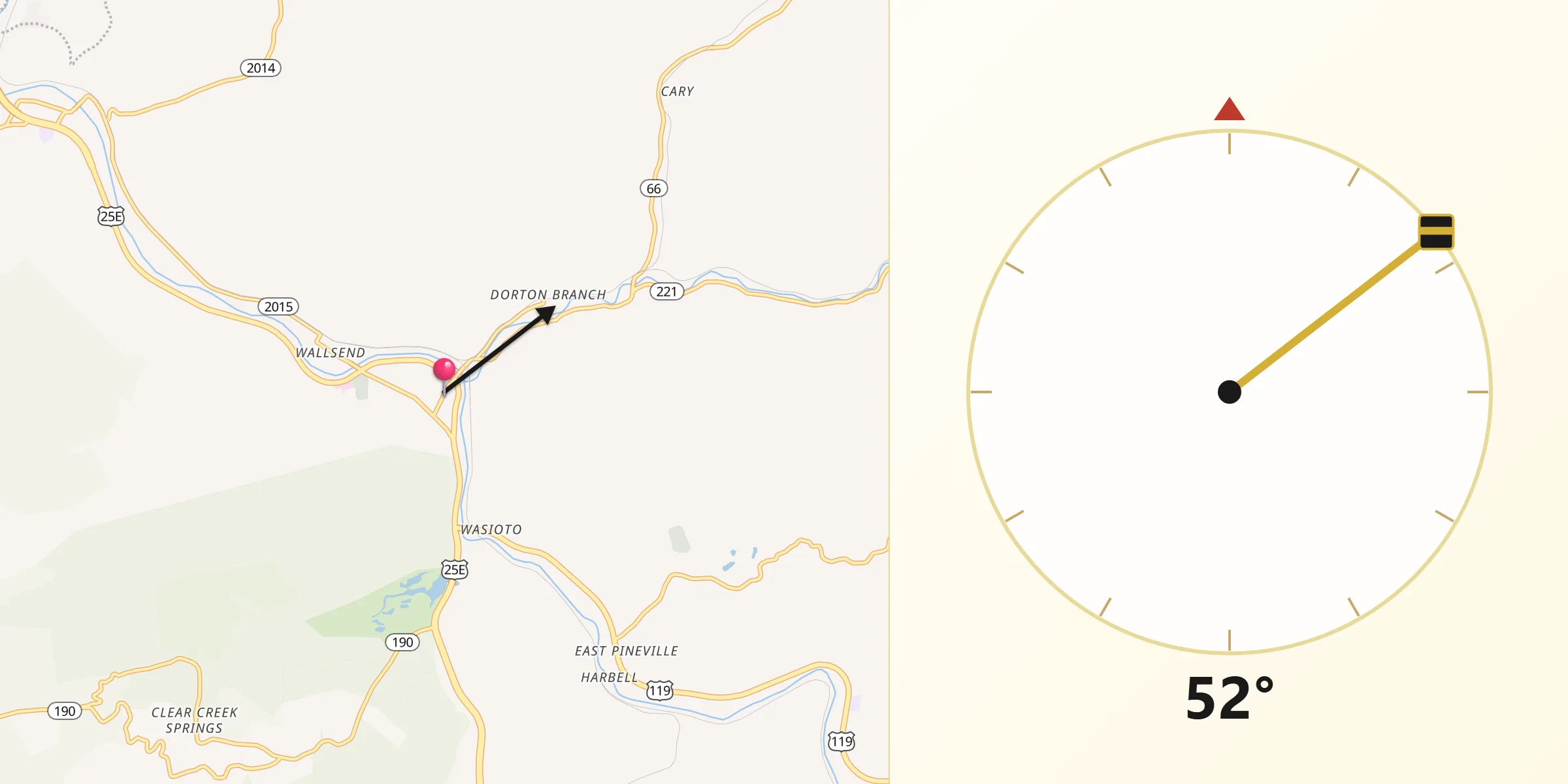 Qibla Direction from Pineville