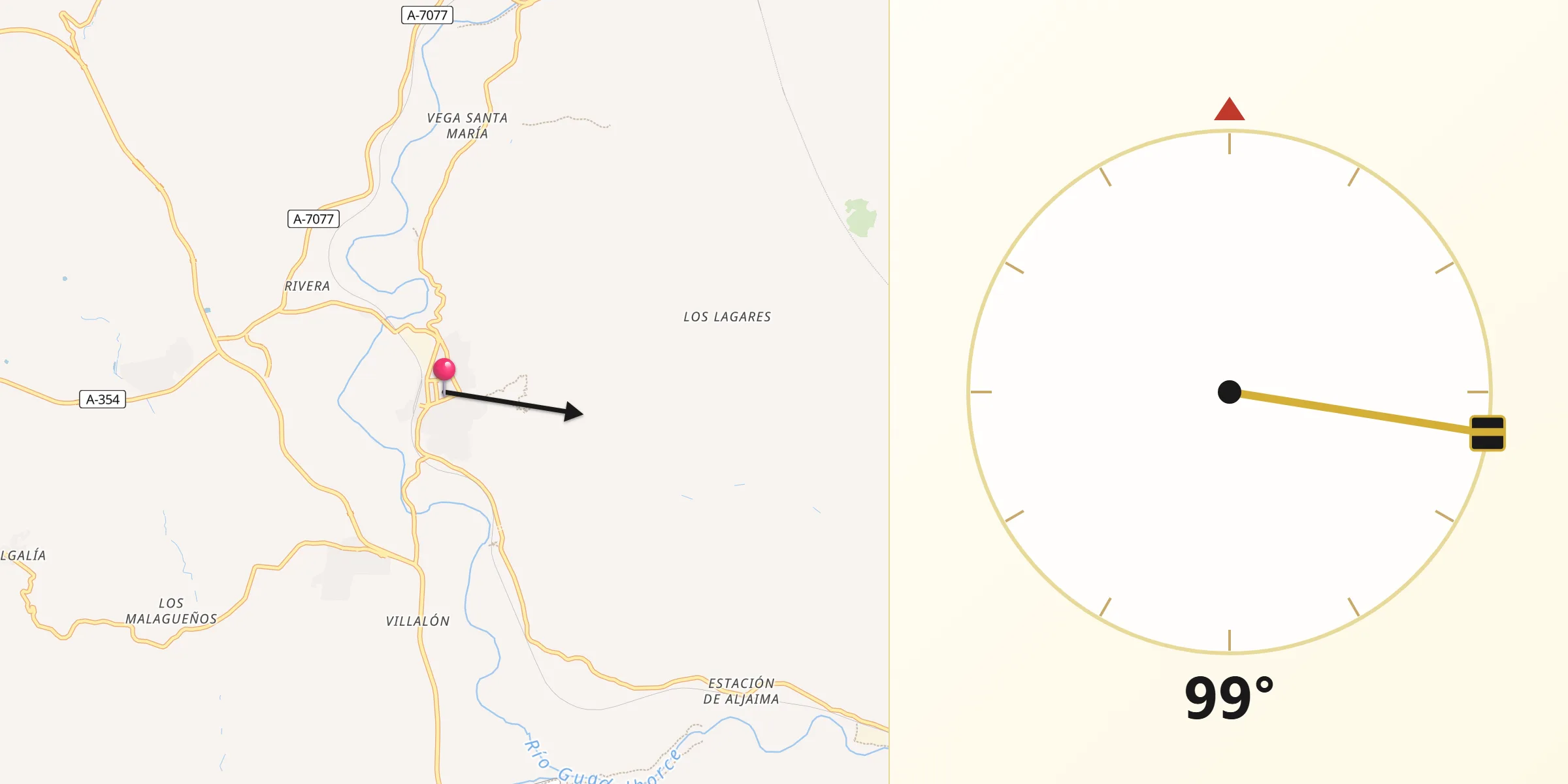 Dirección de la Qibla desde Pizarra