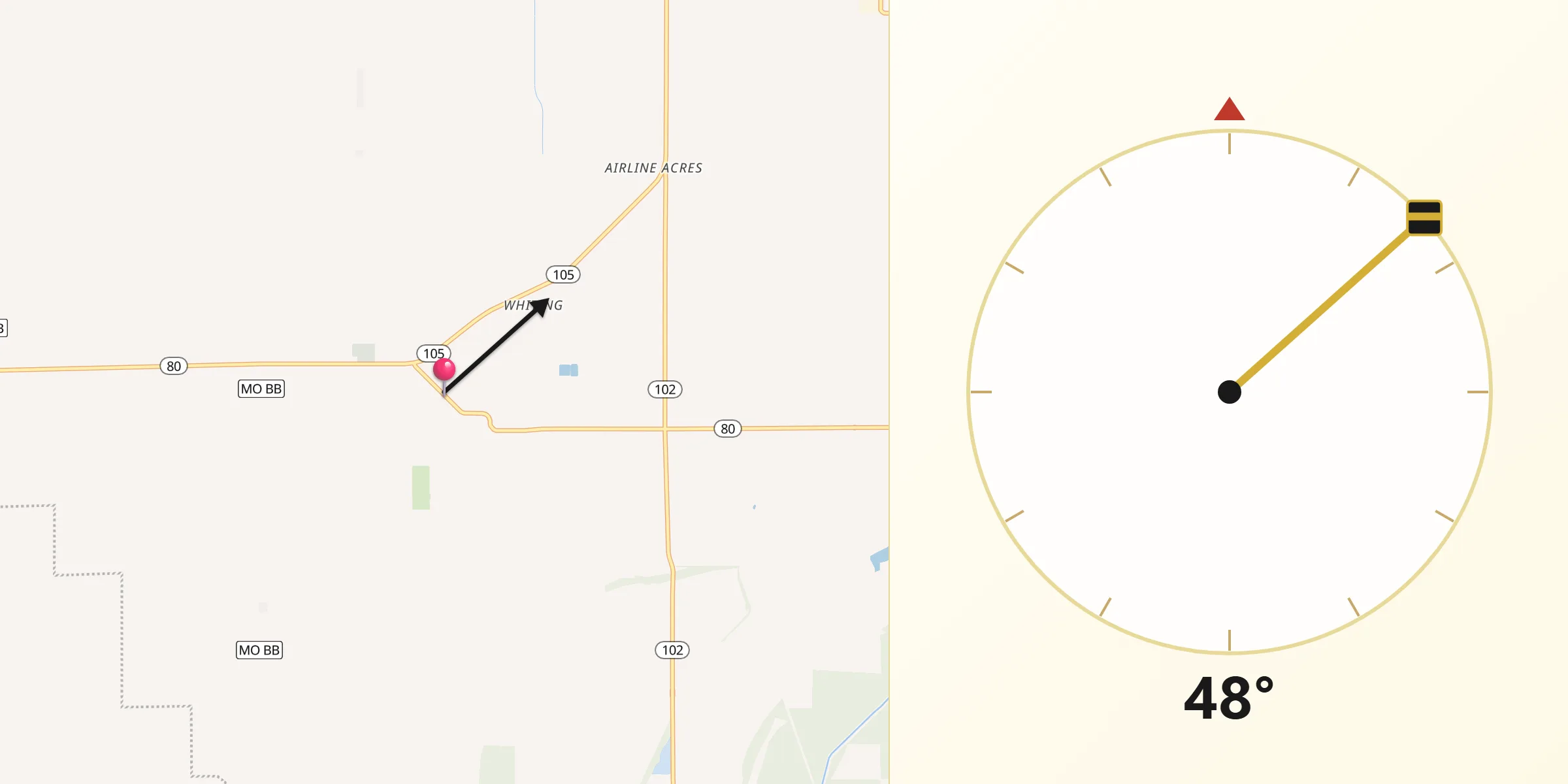 Qibla Direction from East Prairie