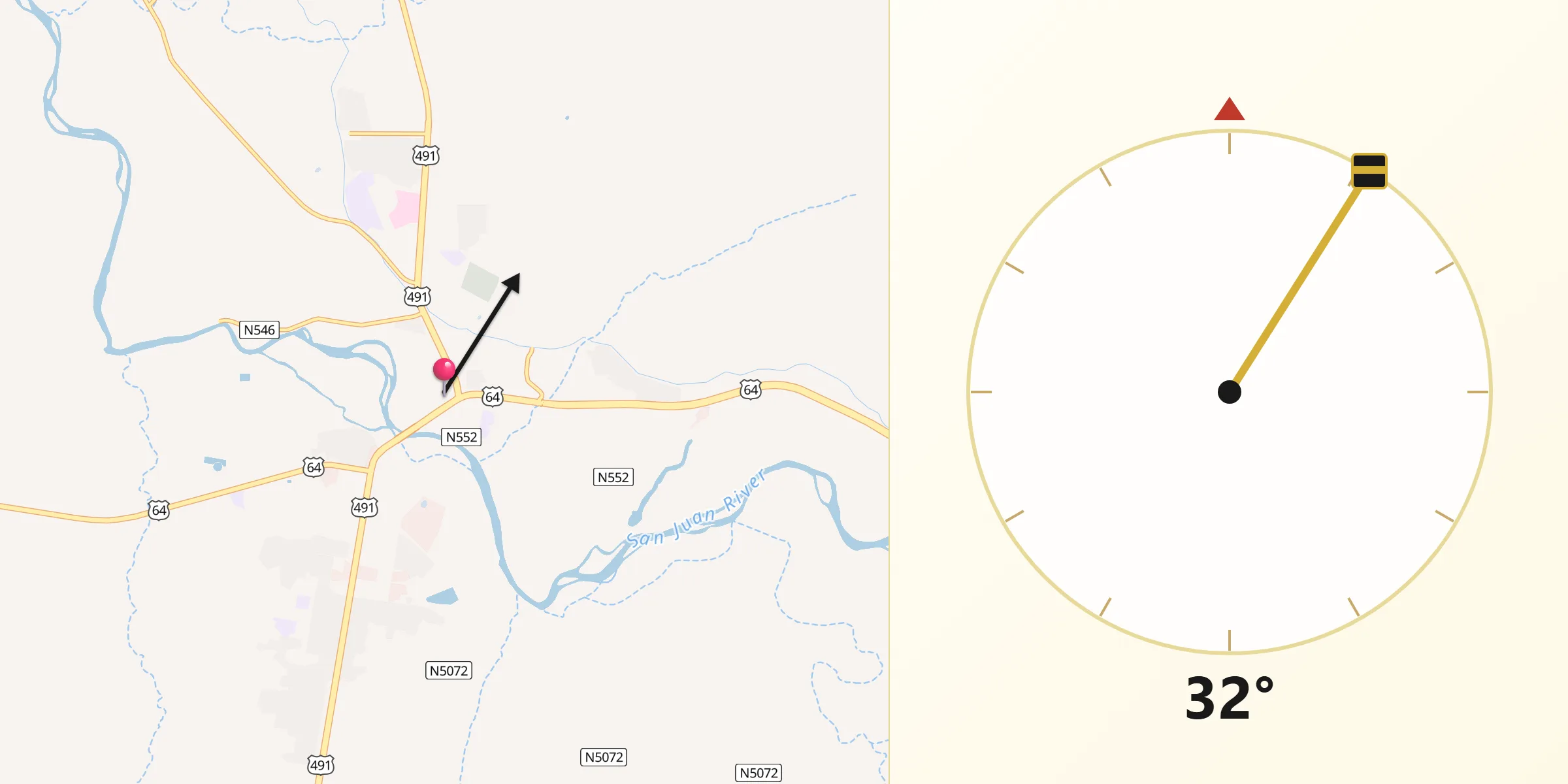 Qibla Direction from Shiprock