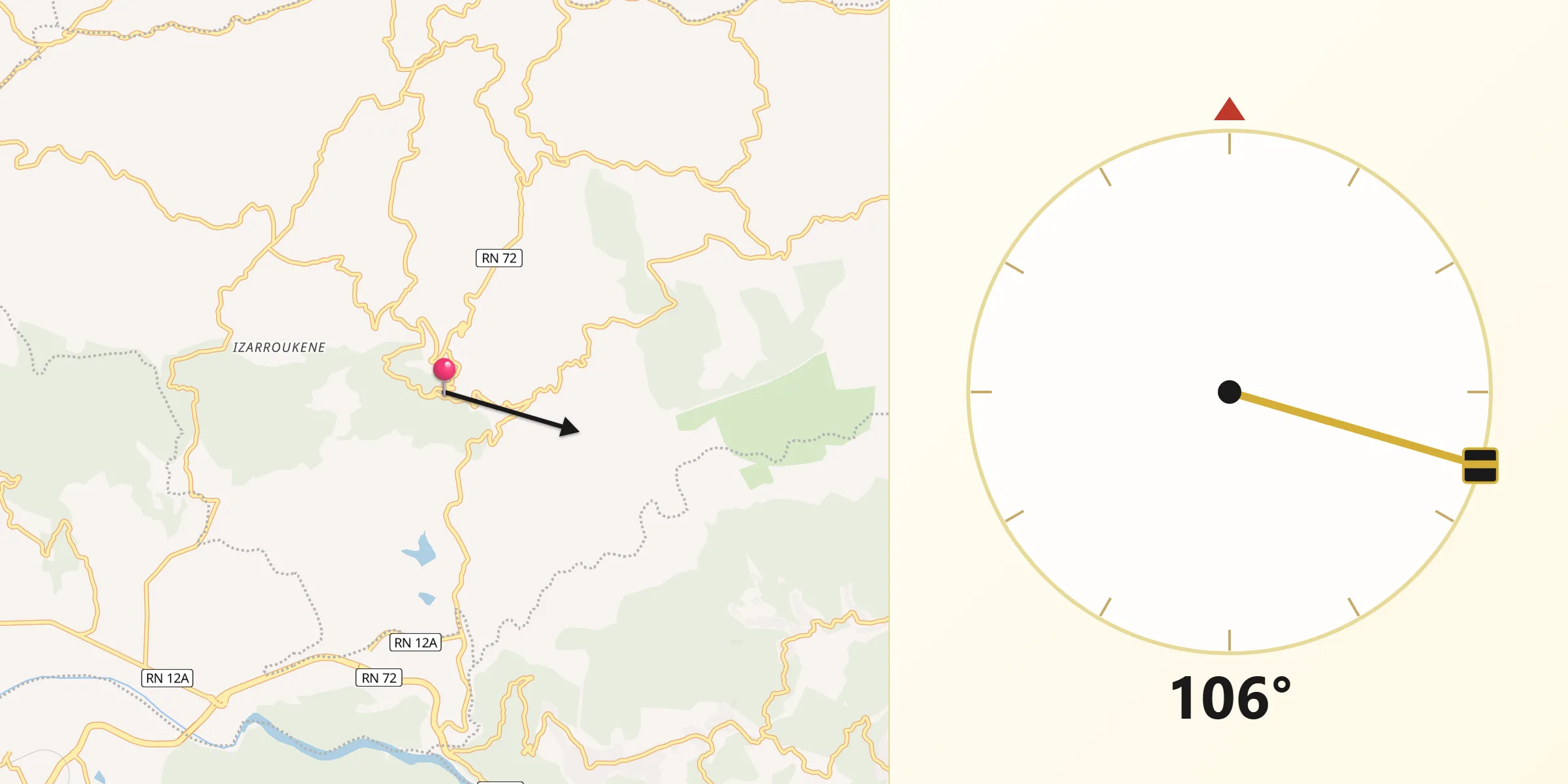 Direction vers la Qibla depuis Makouda