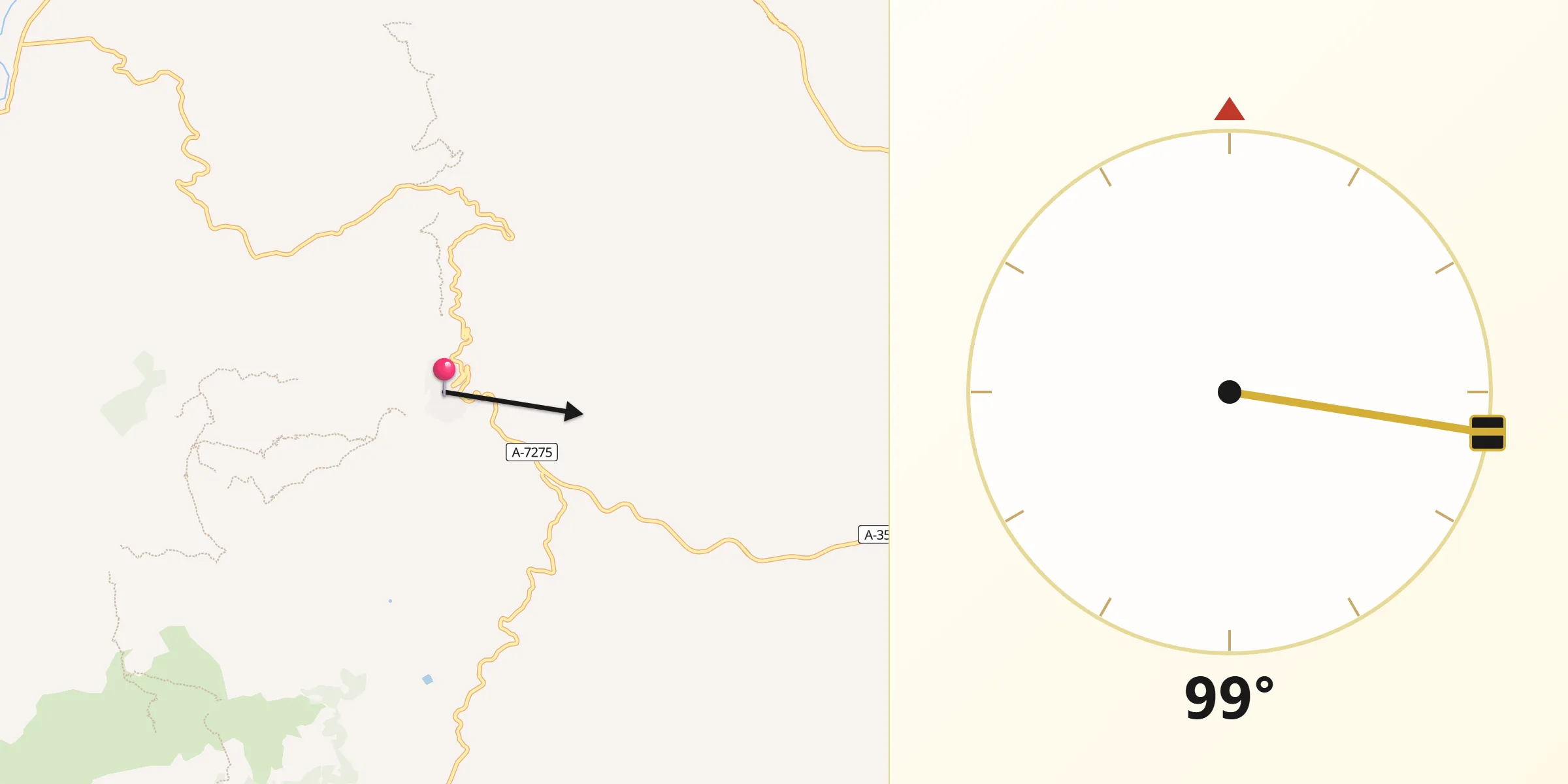 Dirección de la Qibla desde Casarabonela