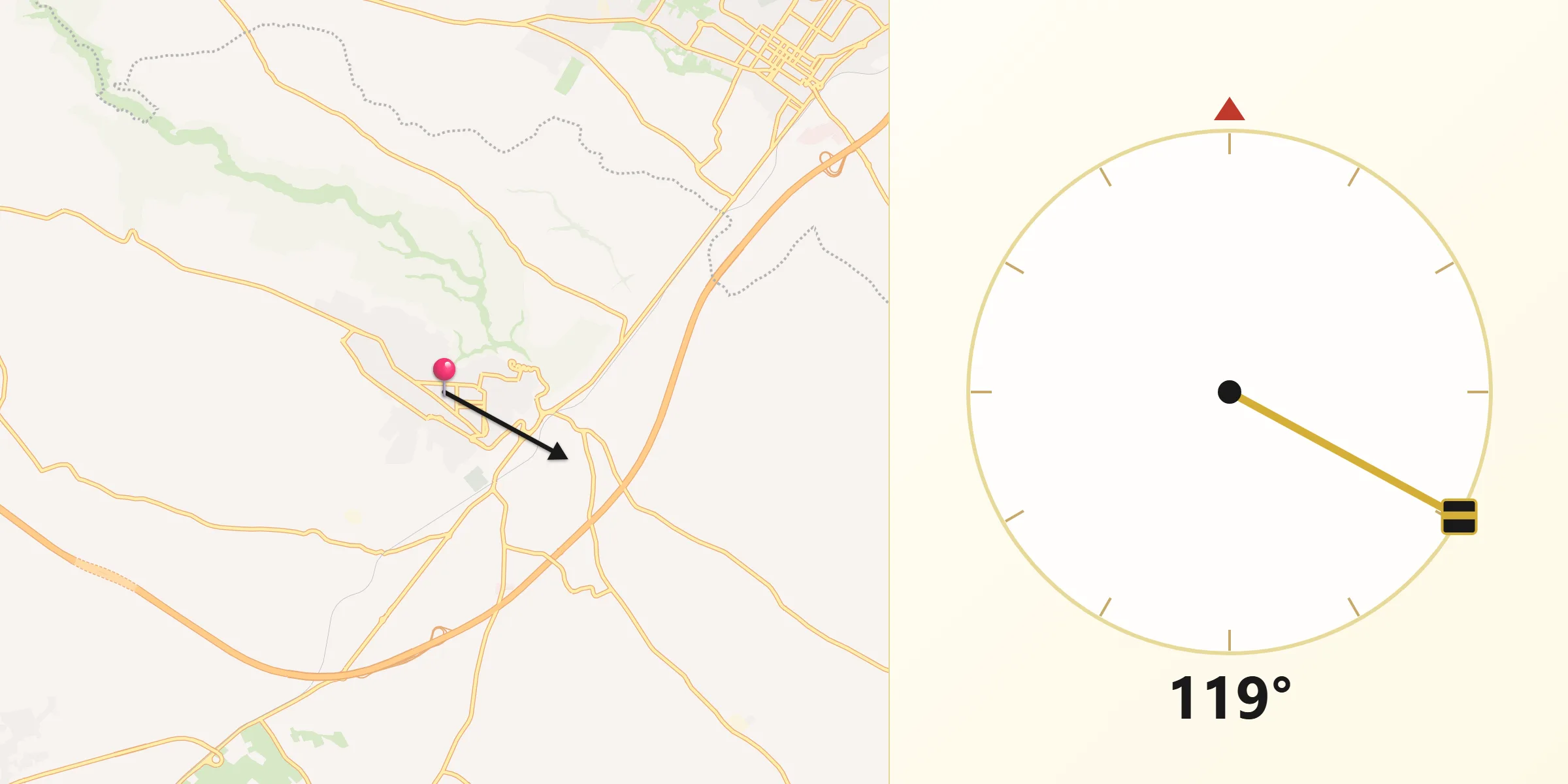 Direzione della Qibla da Ispica