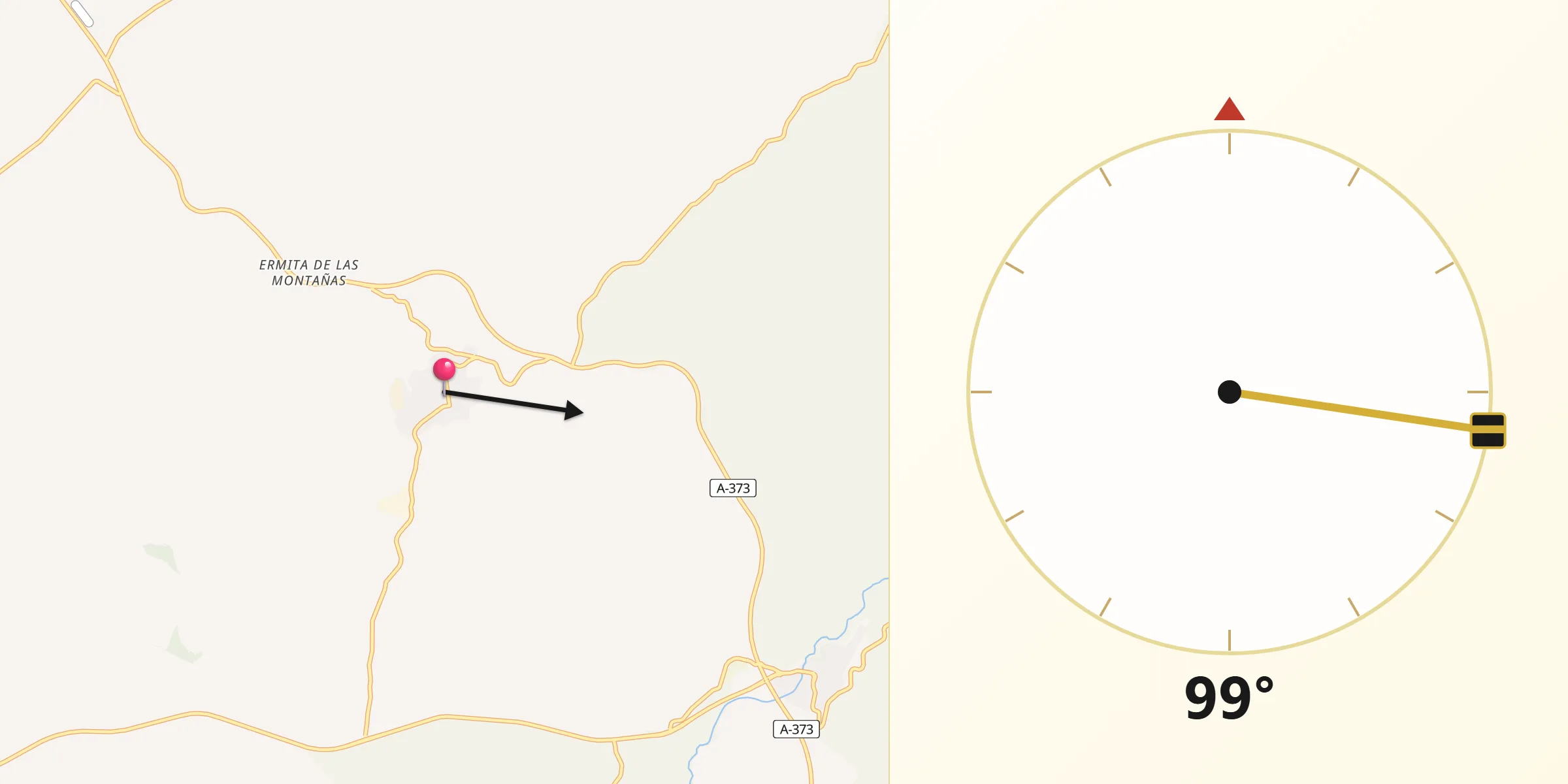 Dirección de la Qibla desde Prado del Rey