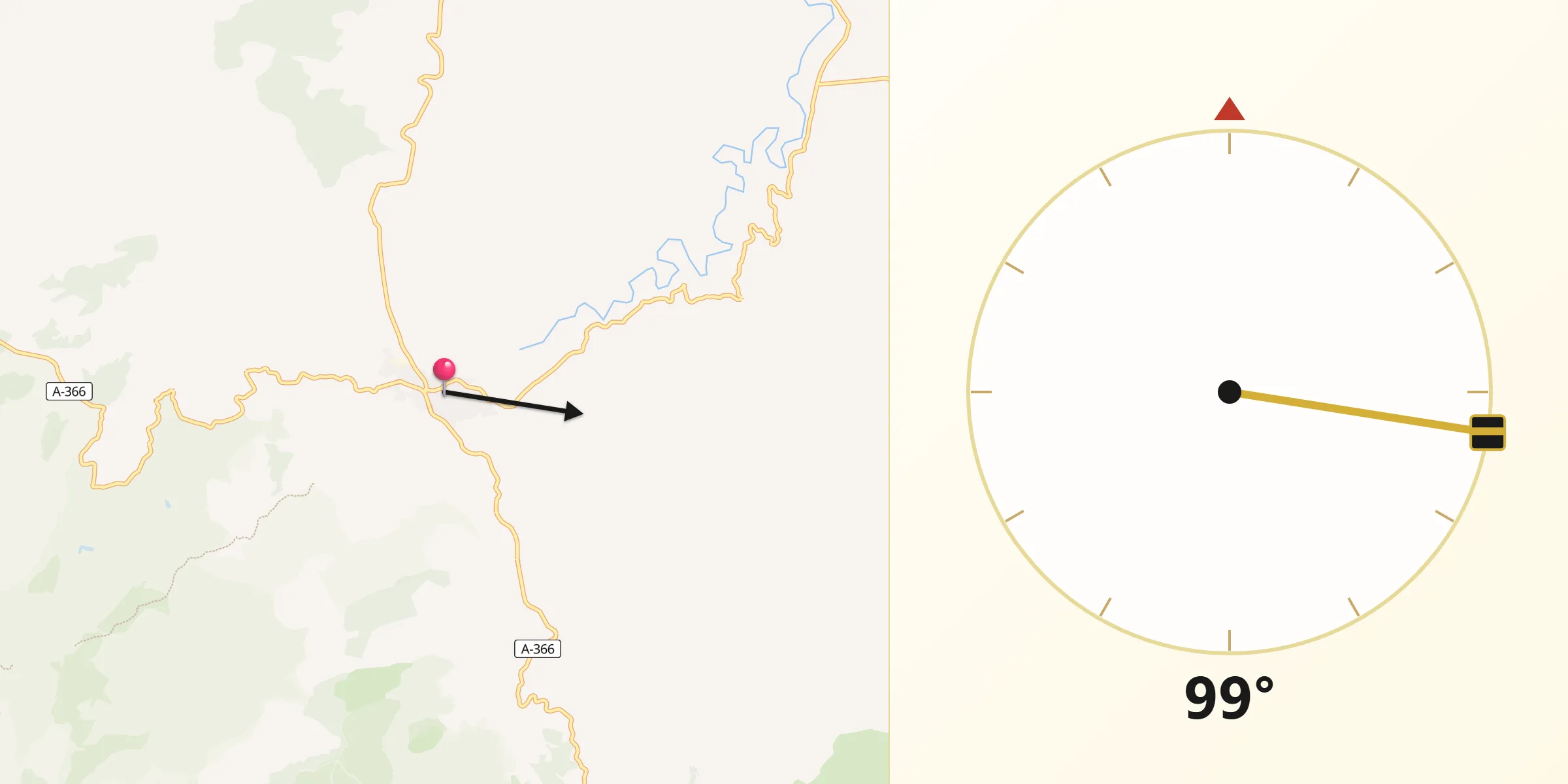 Dirección de la Qibla desde El Burgo