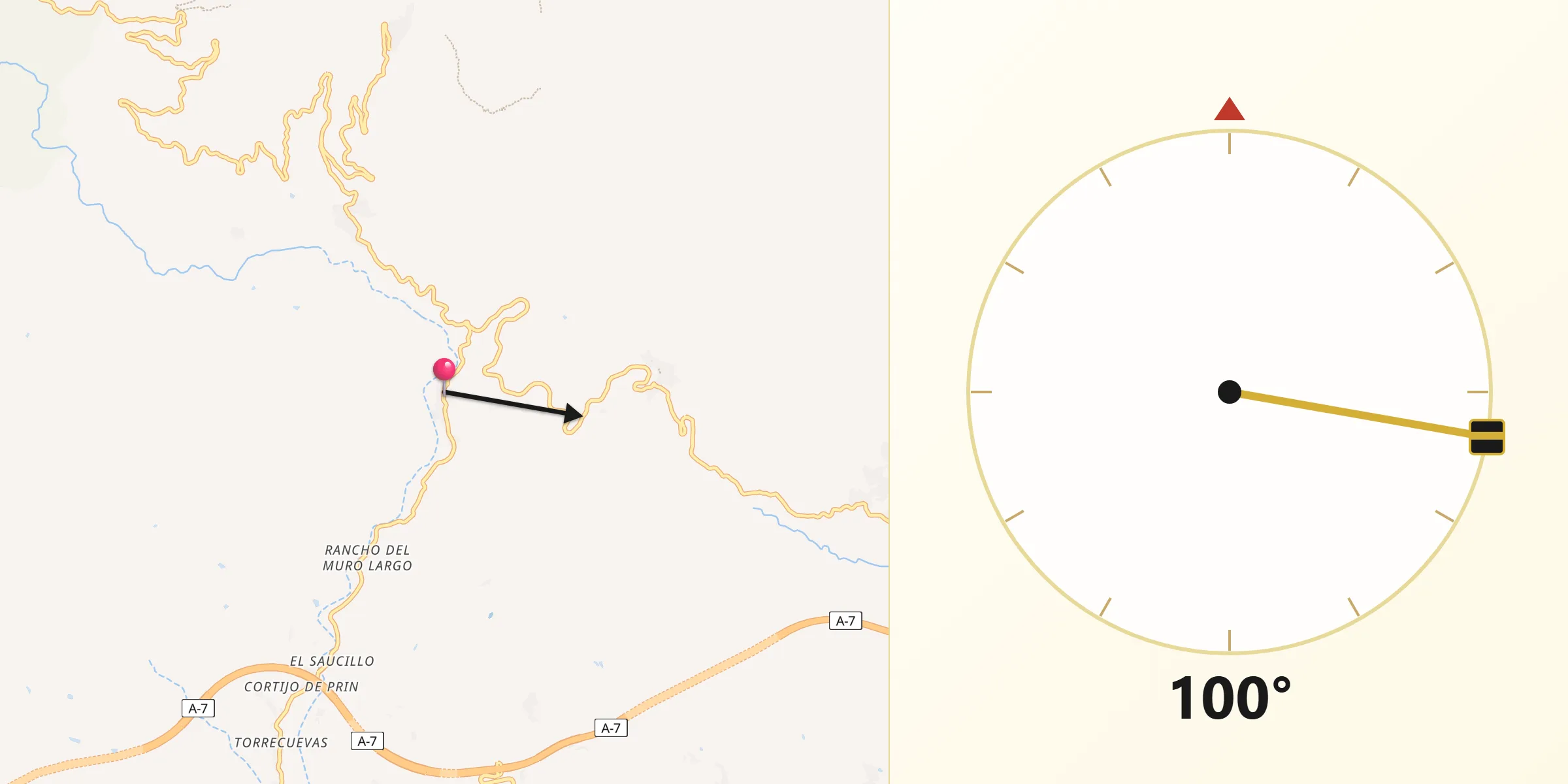 Dirección de la Qibla desde Jete