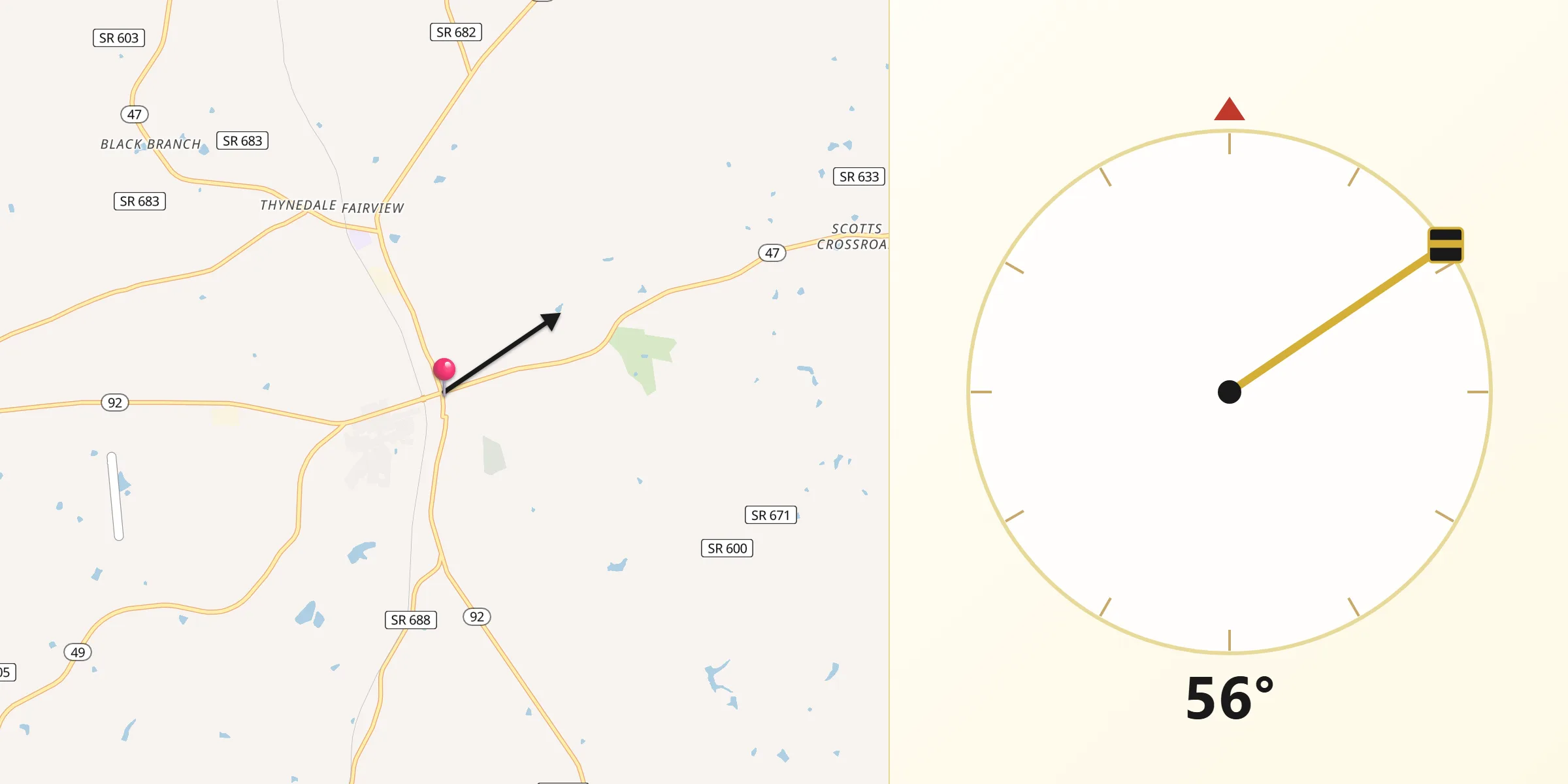 Qibla Direction from Chase City