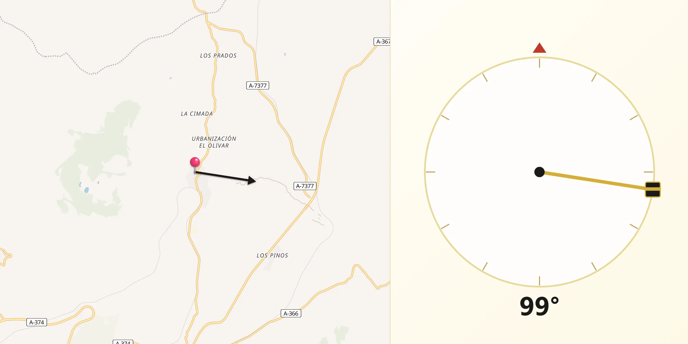 Dirección de la Qibla desde Arriate