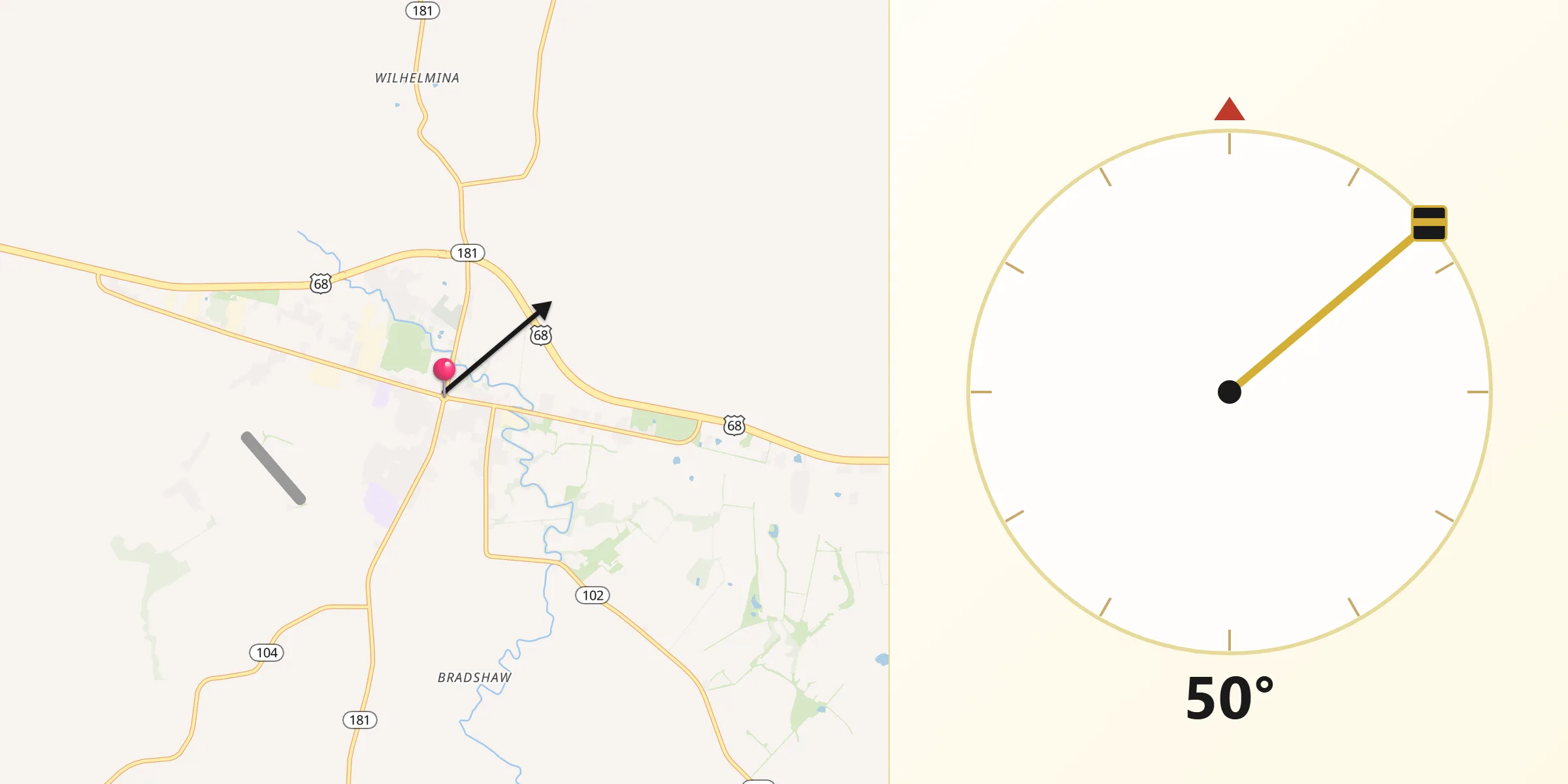 Qibla Direction from Elkton