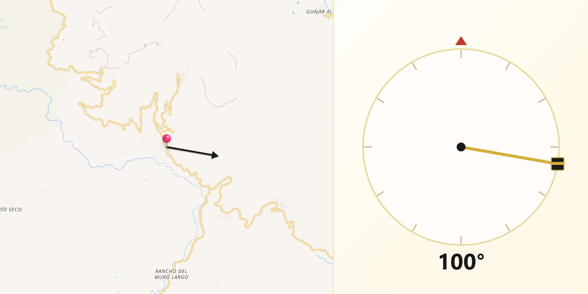 Dirección de la Qibla desde Otívar