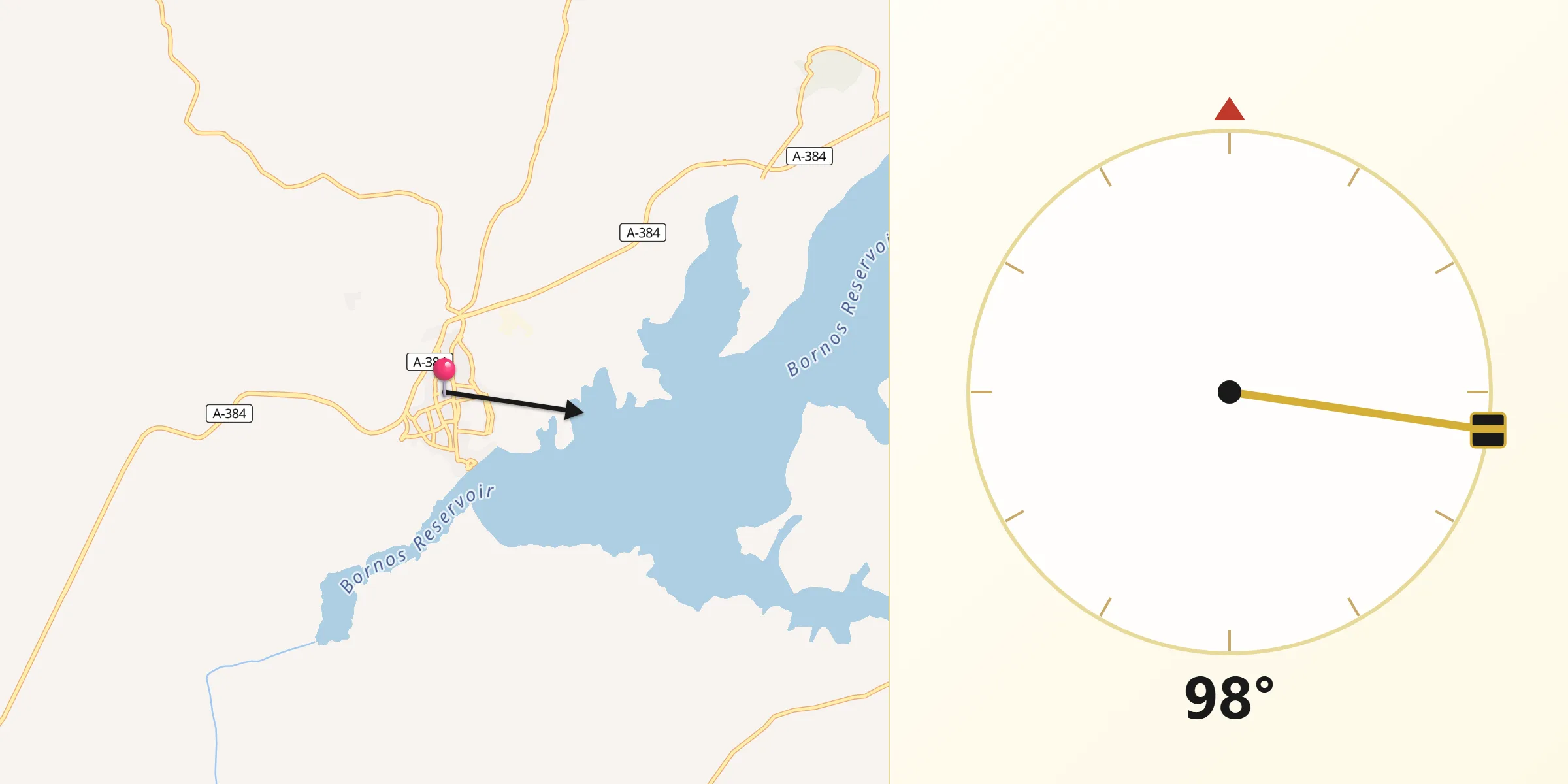 Dirección de la Qibla desde Bornos