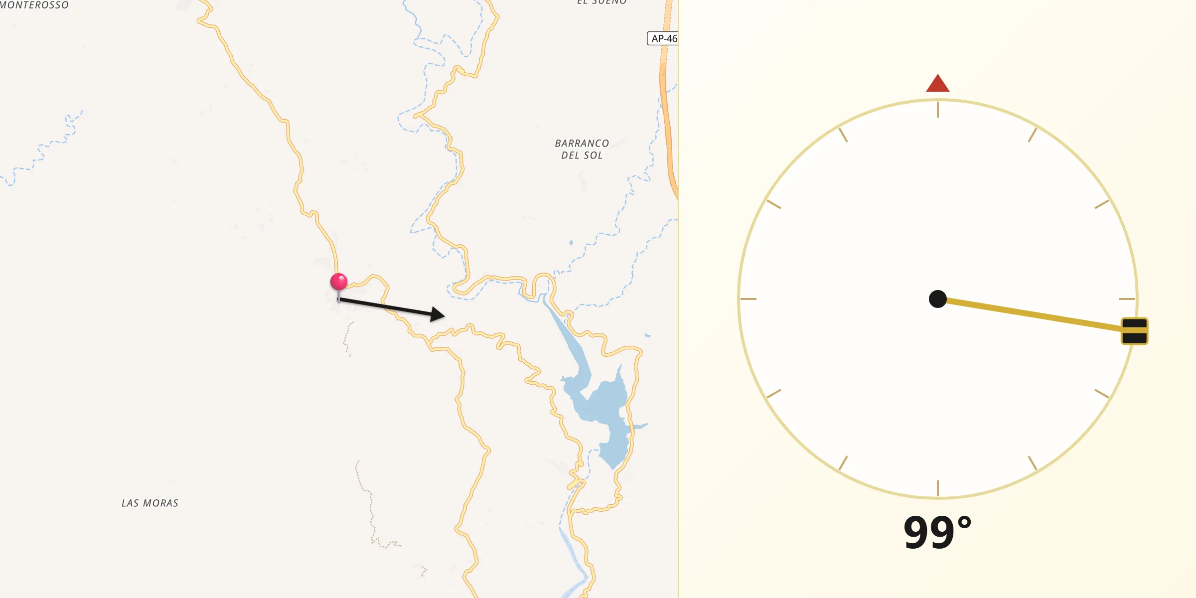 Dirección de la Qibla desde Almogía