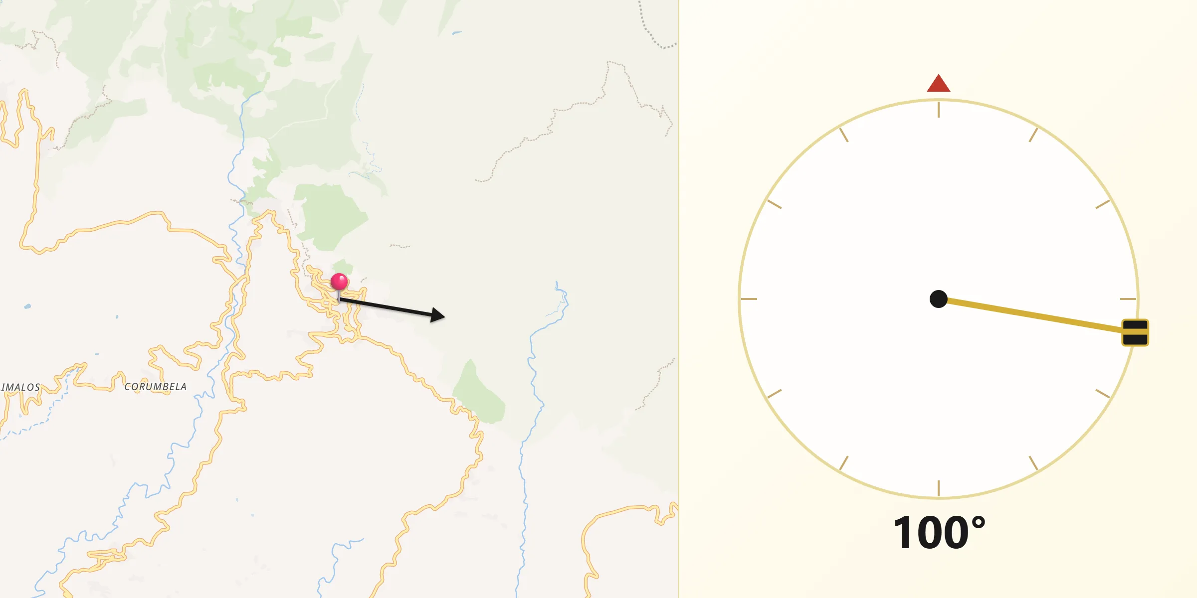 Dirección de la Qibla desde Cómpeta