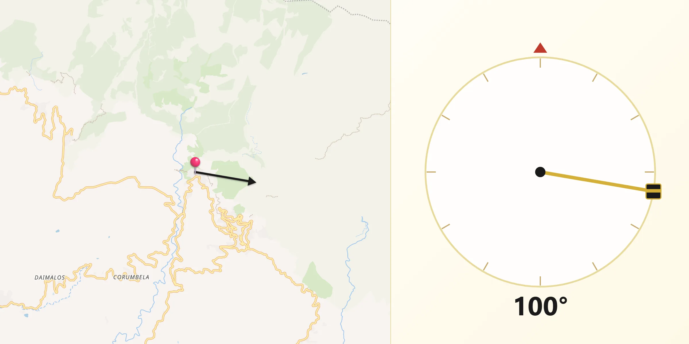 Dirección de la Qibla desde Canillas de Albaida