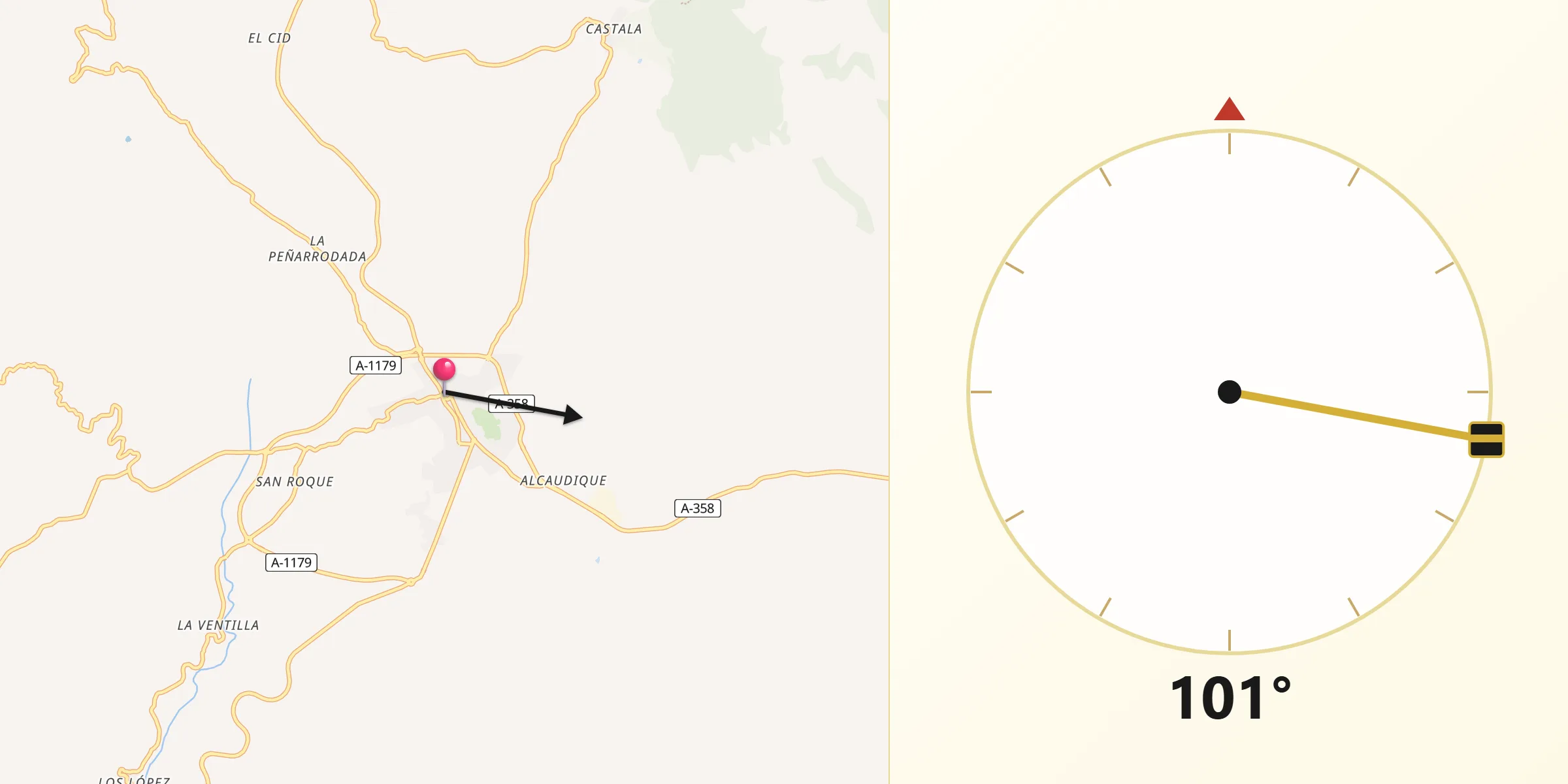 Dirección de la Qibla desde Berja