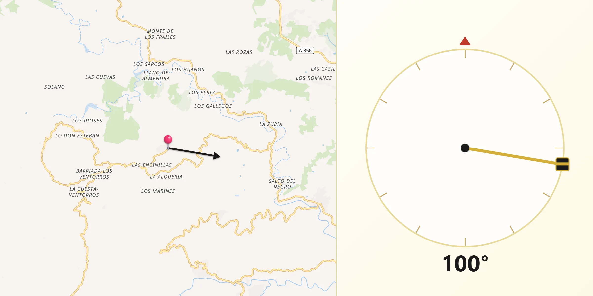 Dirección de la Qibla desde Comares