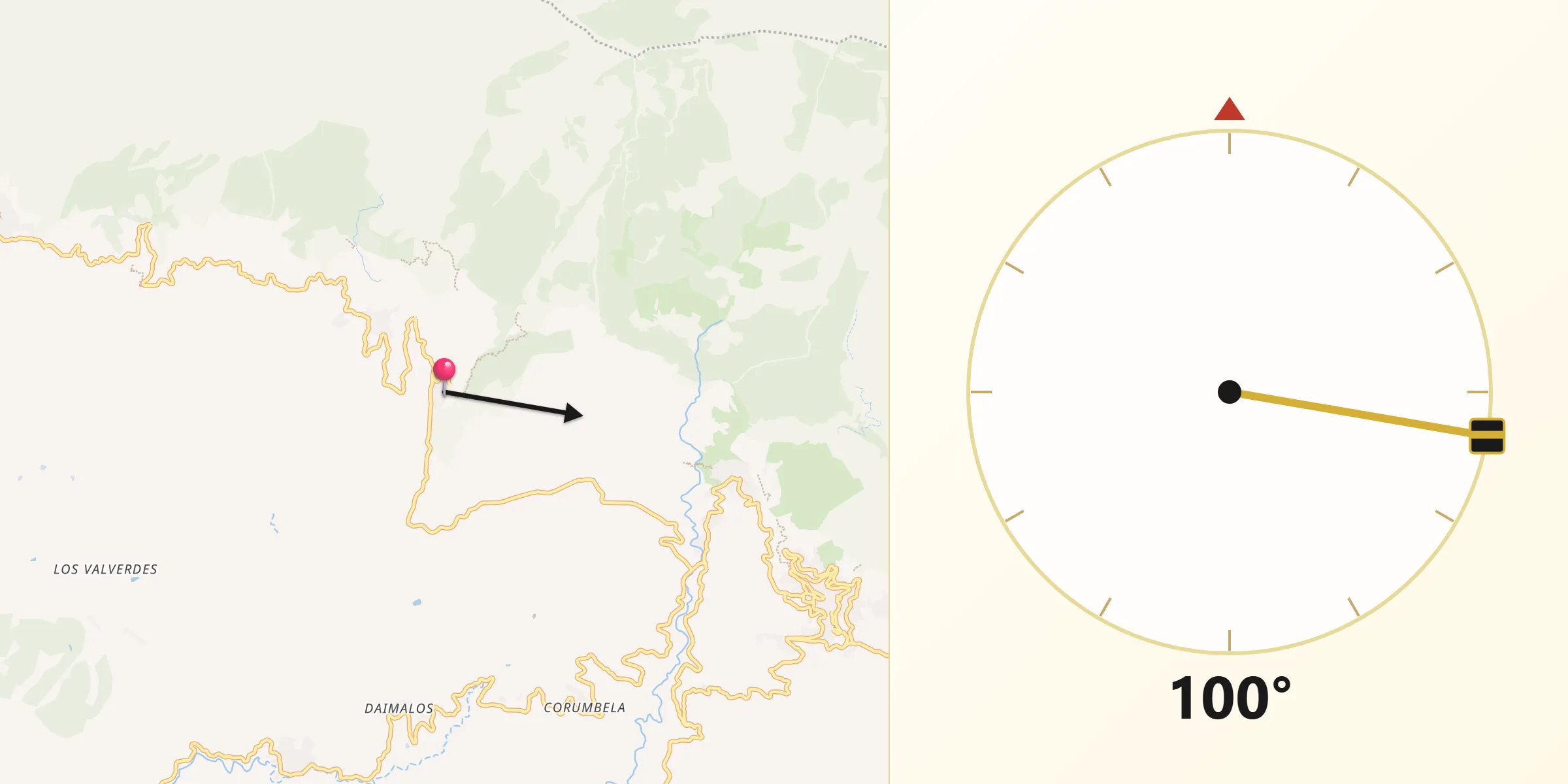 Dirección de la Qibla desde Salares