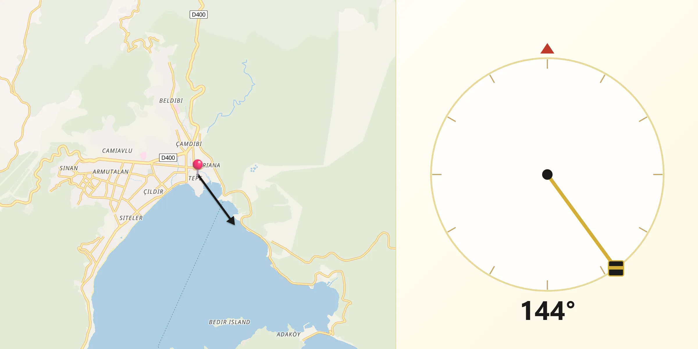 Marmaris şehrinden Kıble Yönü