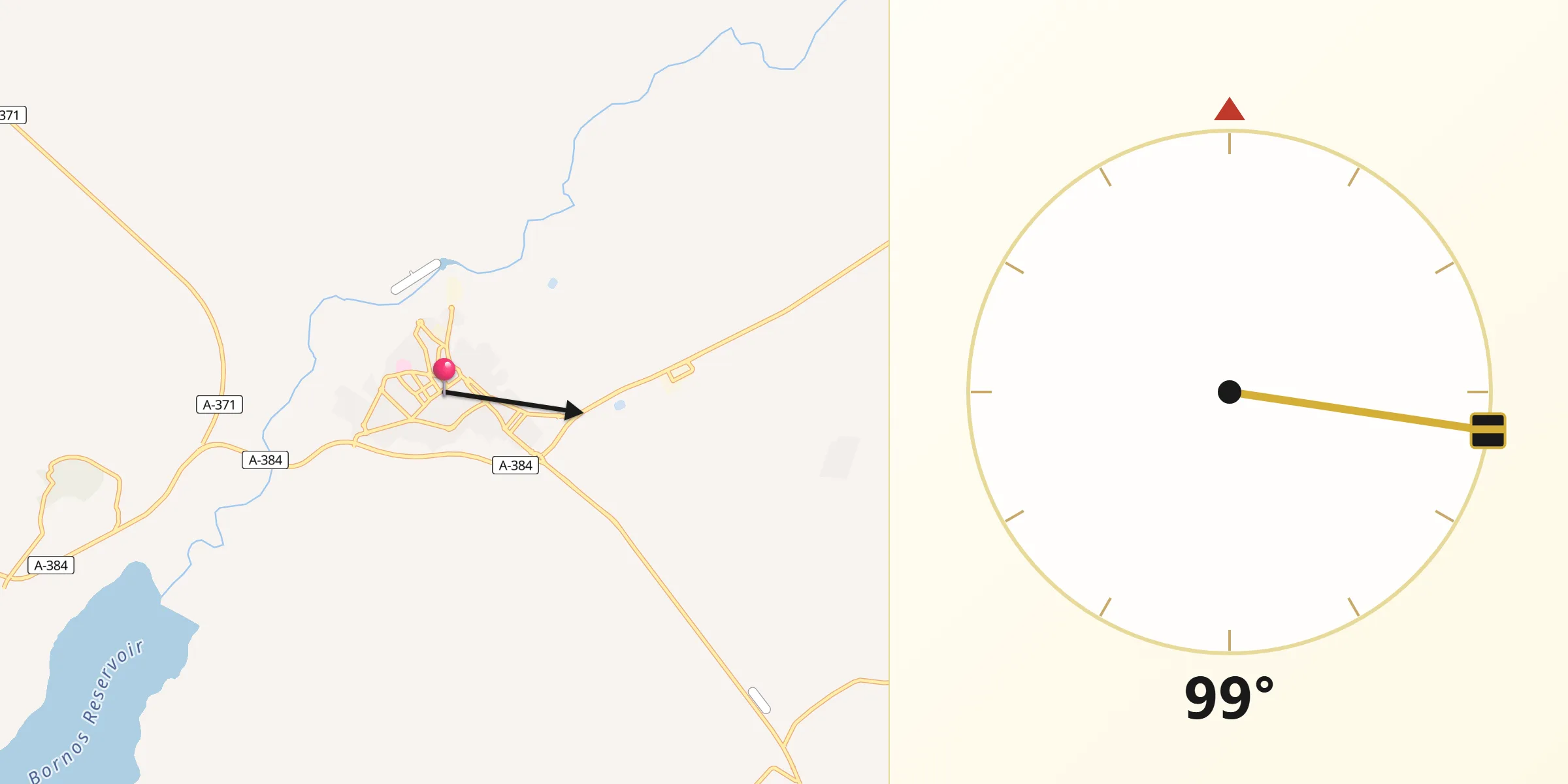 Dirección de la Qibla desde Villamartín