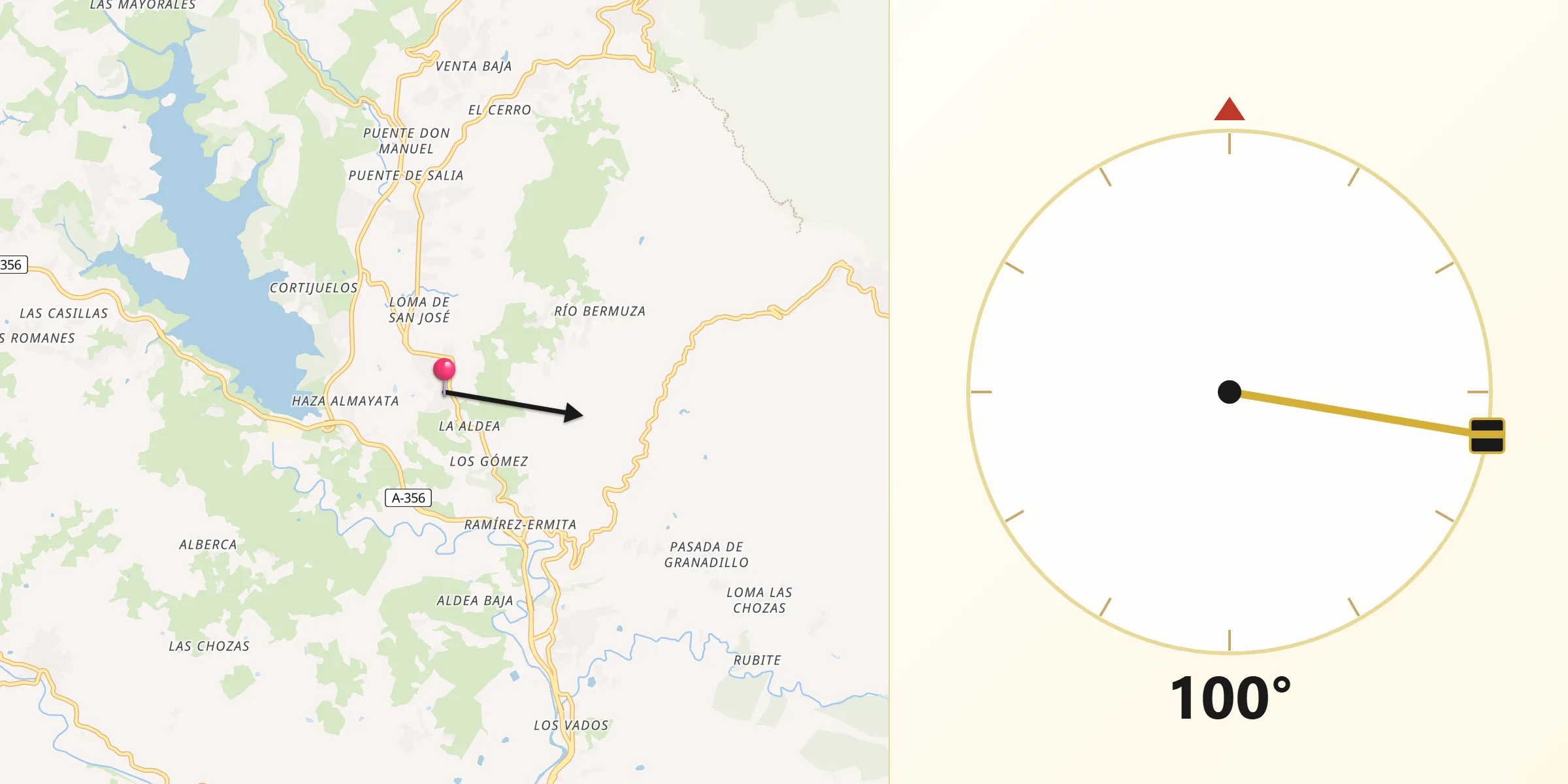 Dirección de la Qibla desde Viñuela