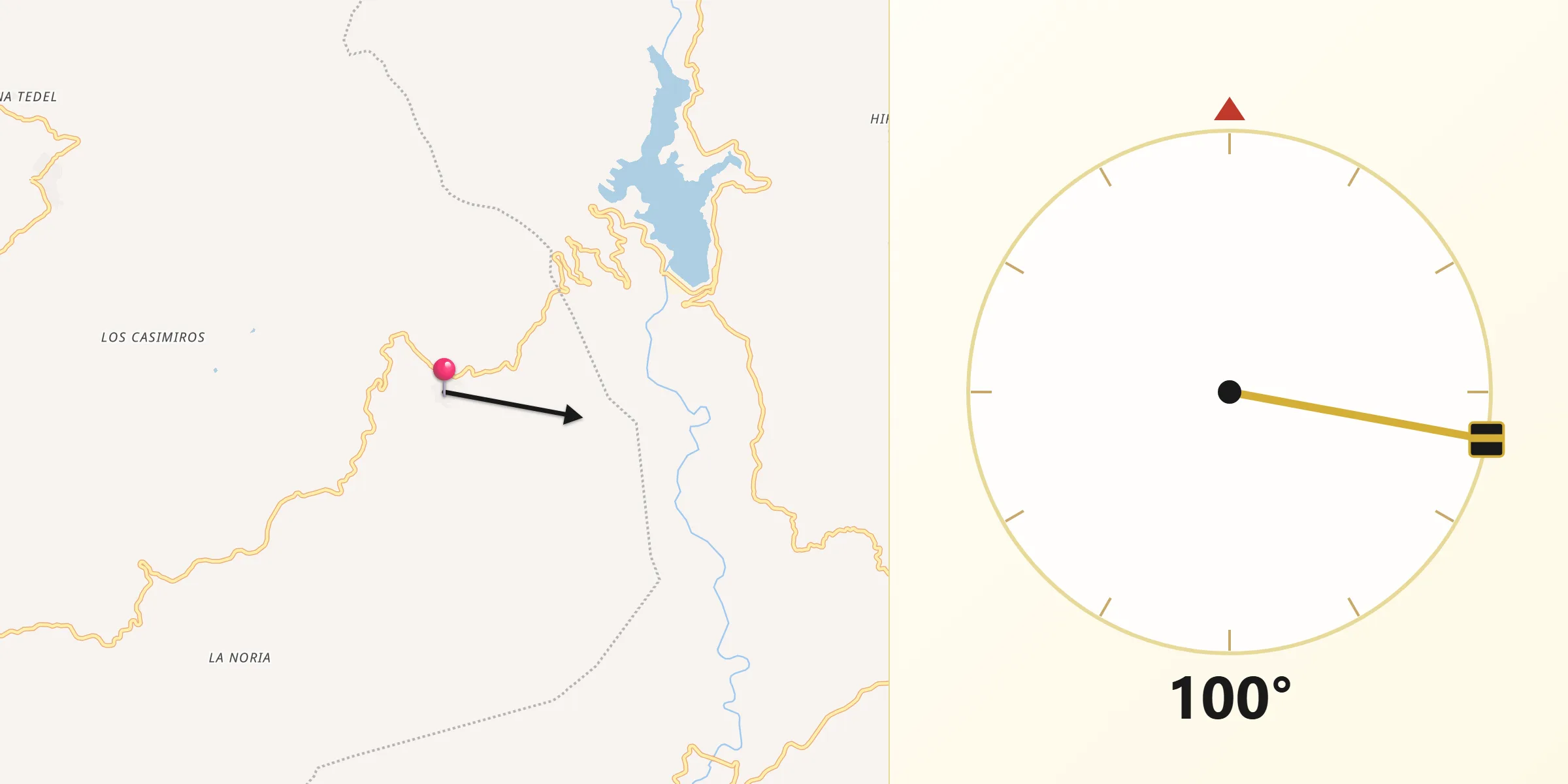 Dirección de la Qibla desde Turón