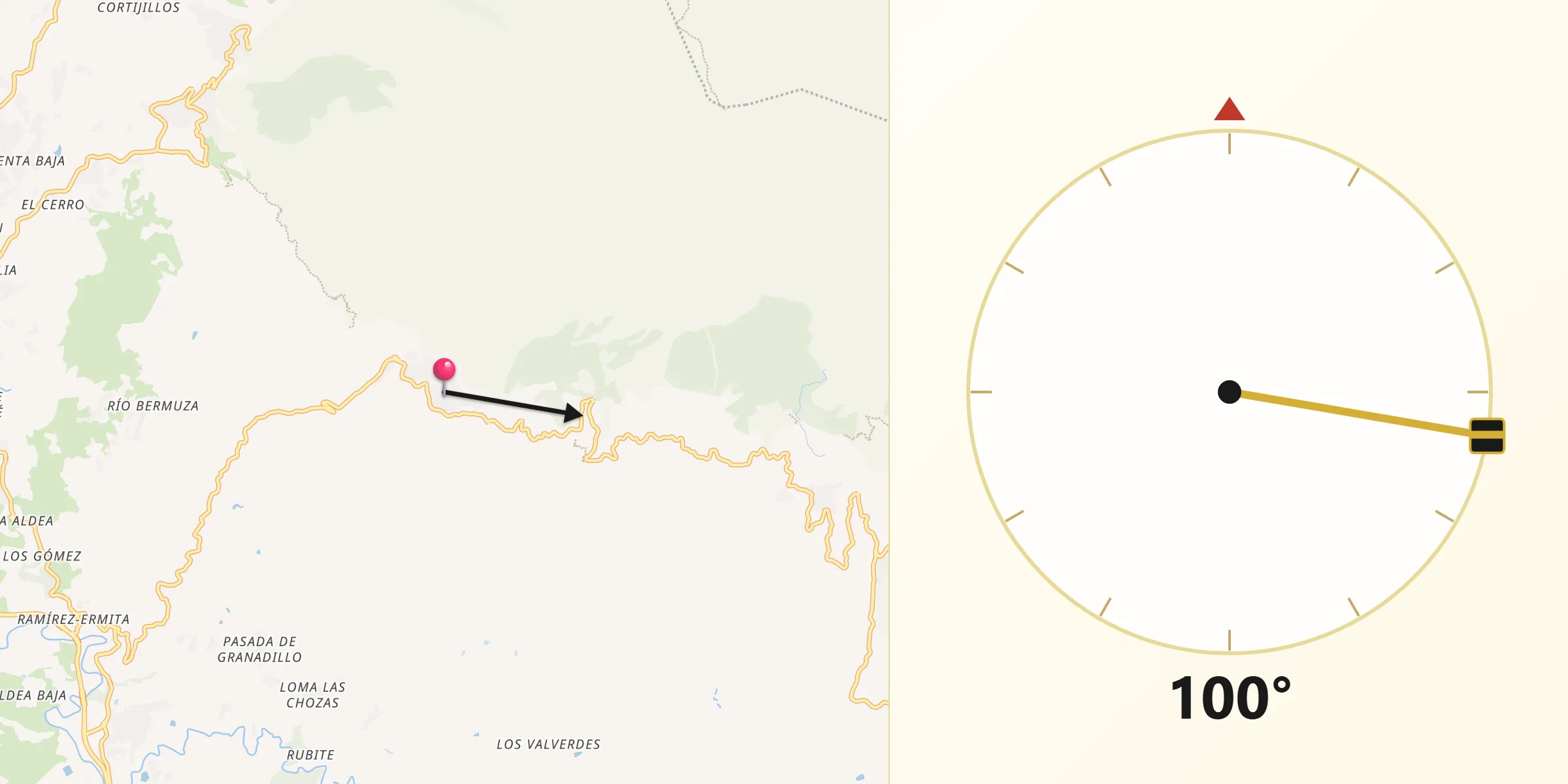 Dirección de la Qibla desde Canillas de Aceituno