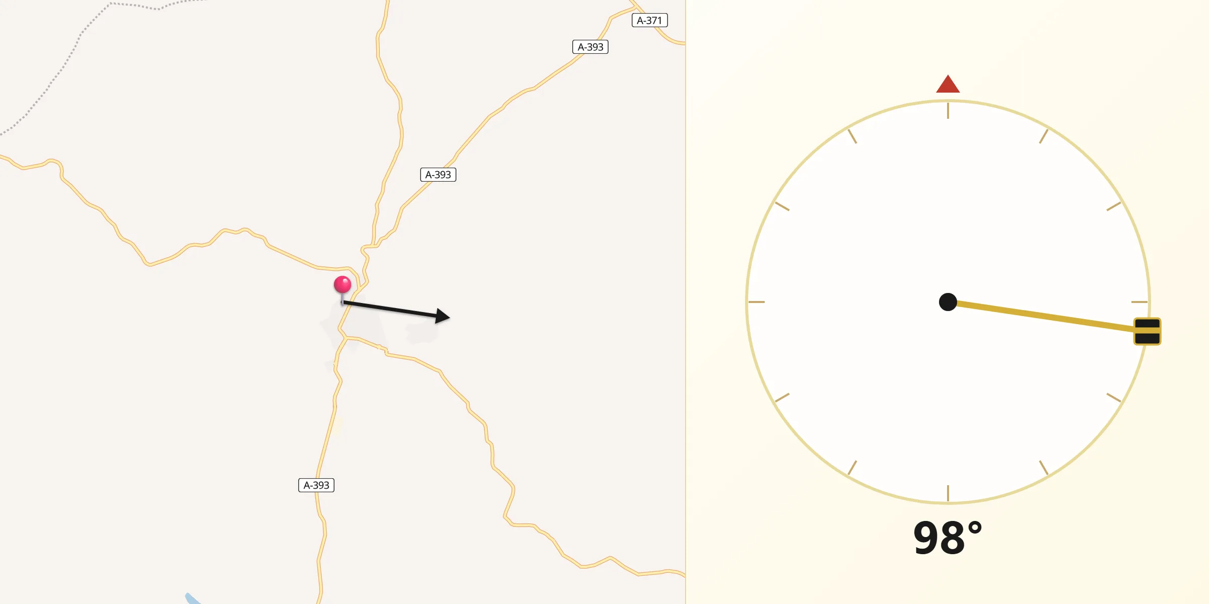 Dirección de la Qibla desde Espera