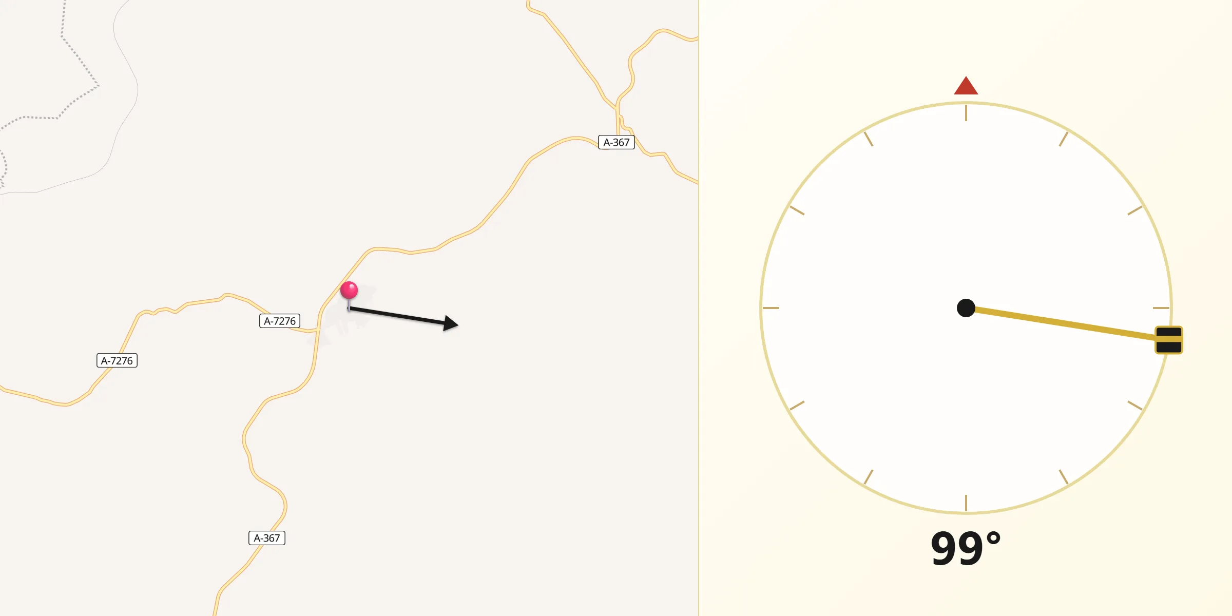 Dirección de la Qibla desde Cuevas del Becerro