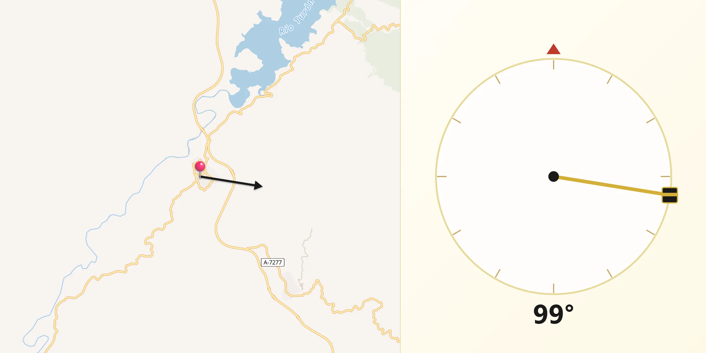Dirección de la Qibla desde Ardales
